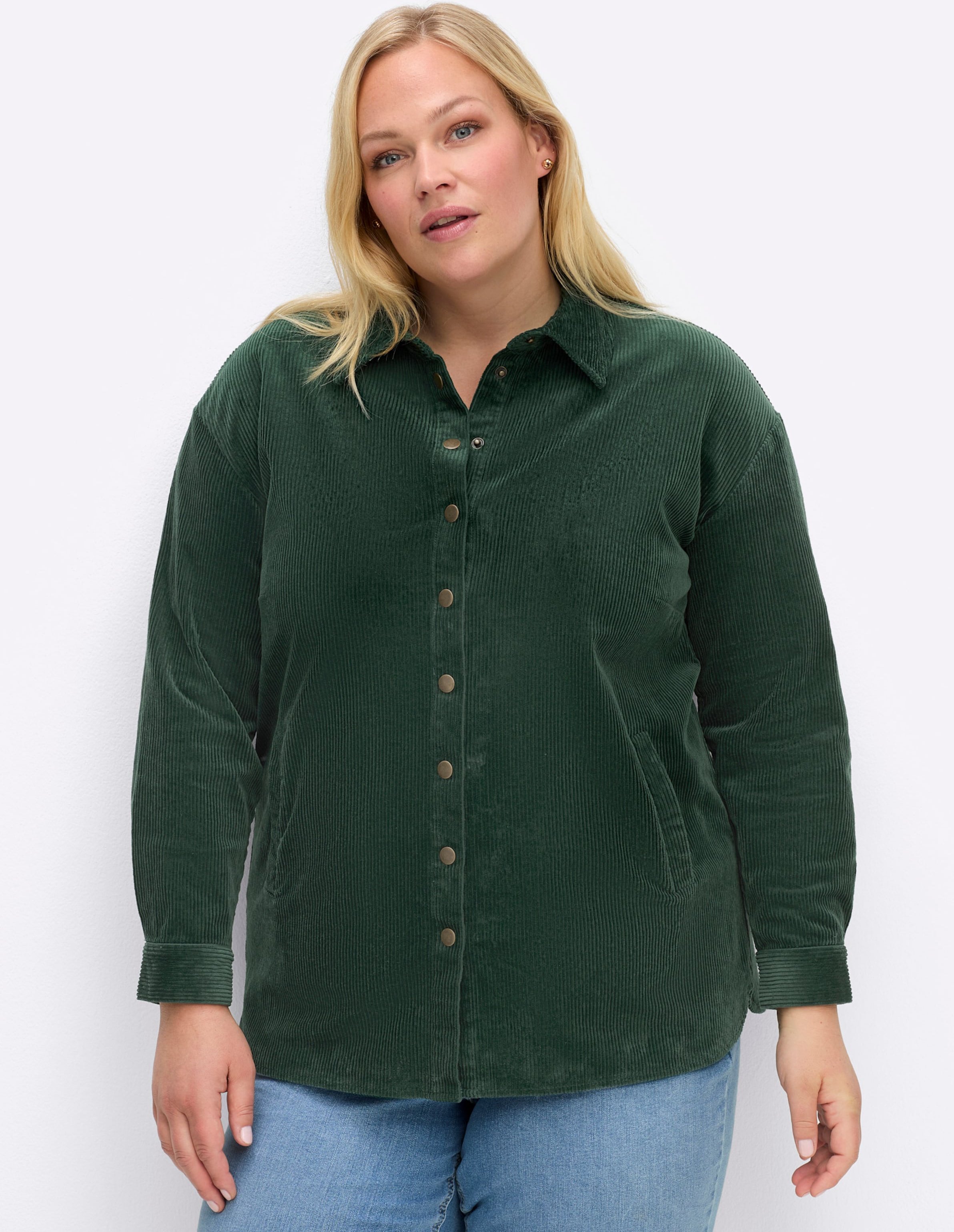 Sheego Hemdbluse aus Cord, mit Taschen