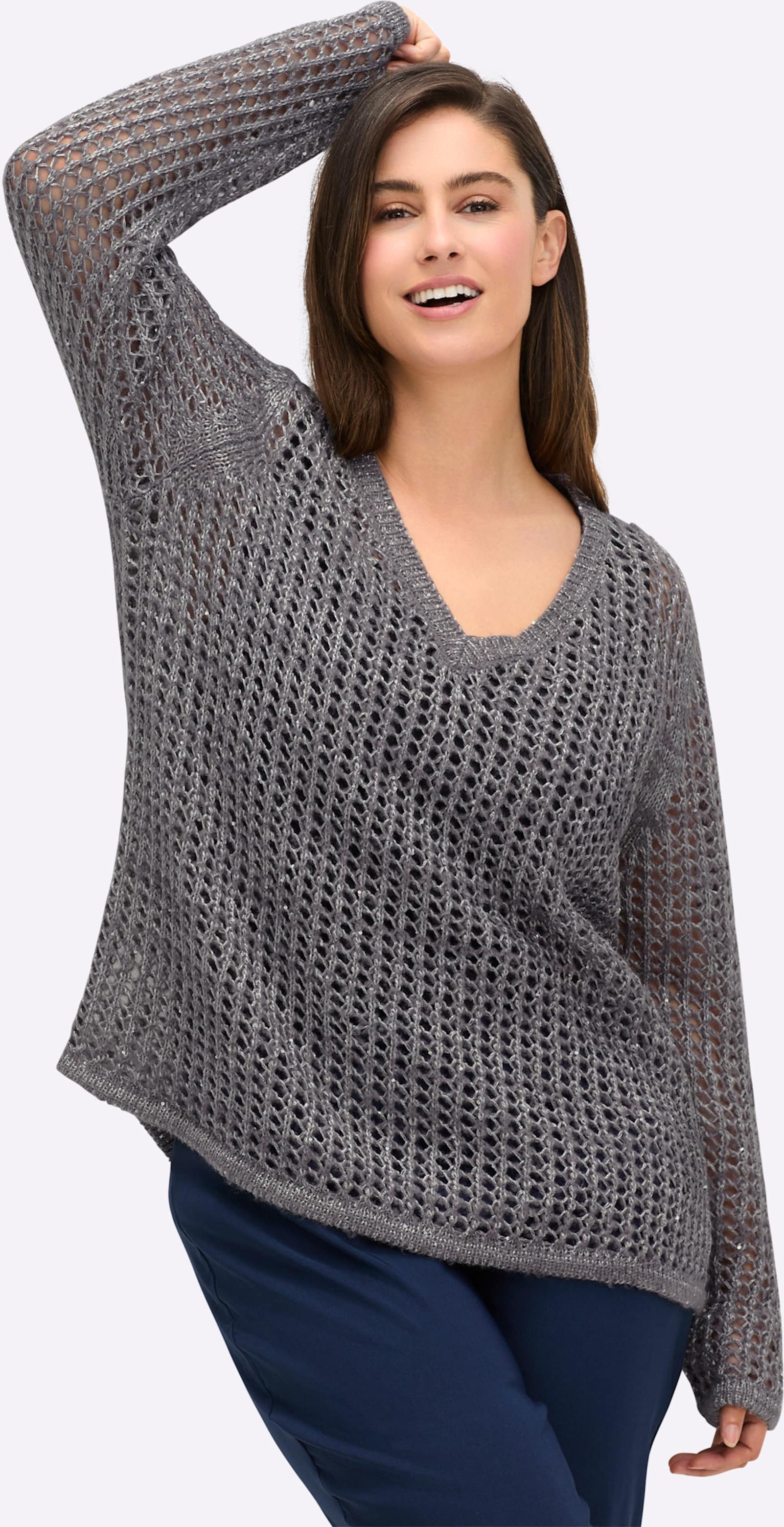 Sheego Pullover mit Ajourmuster