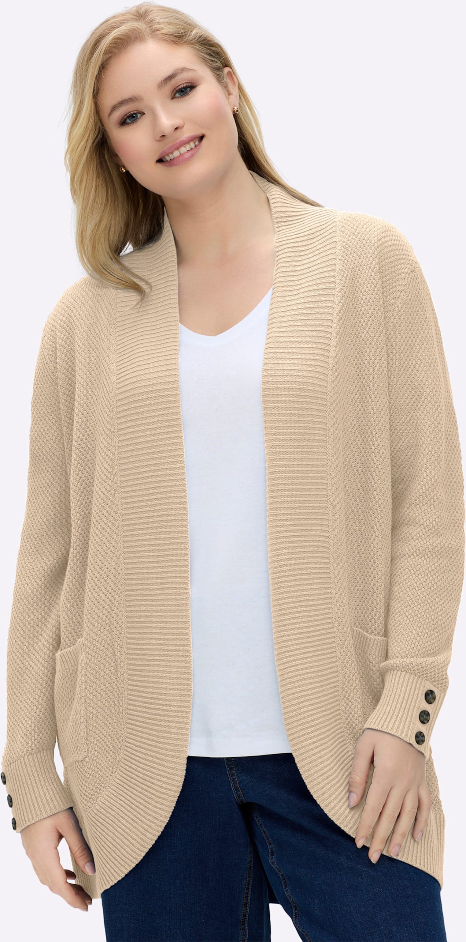 Sheego Longstrickjacke mit Struktur-Muster