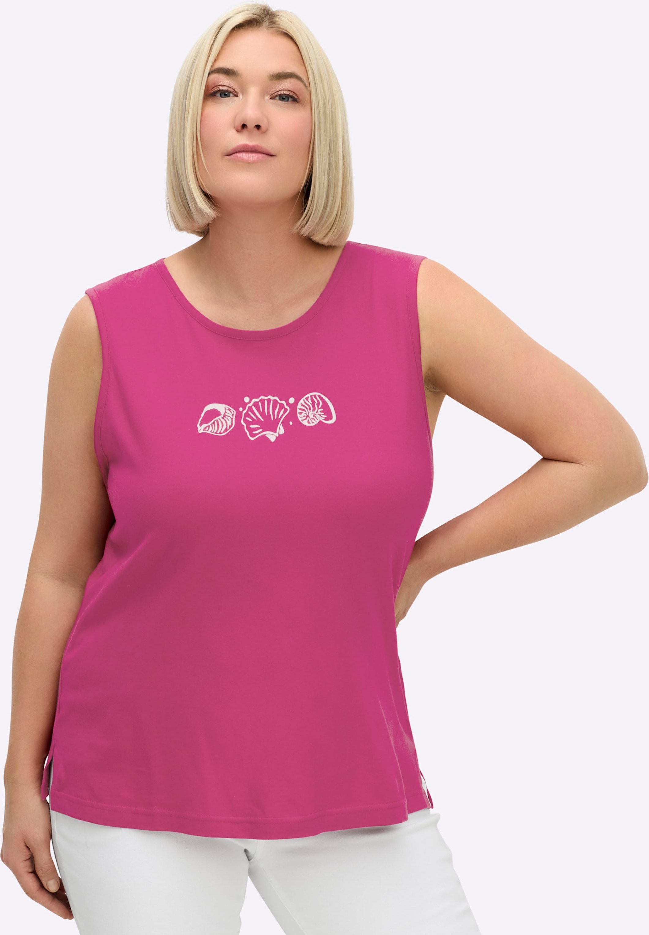 Sheego Shirttop mit Seitenschlitzen