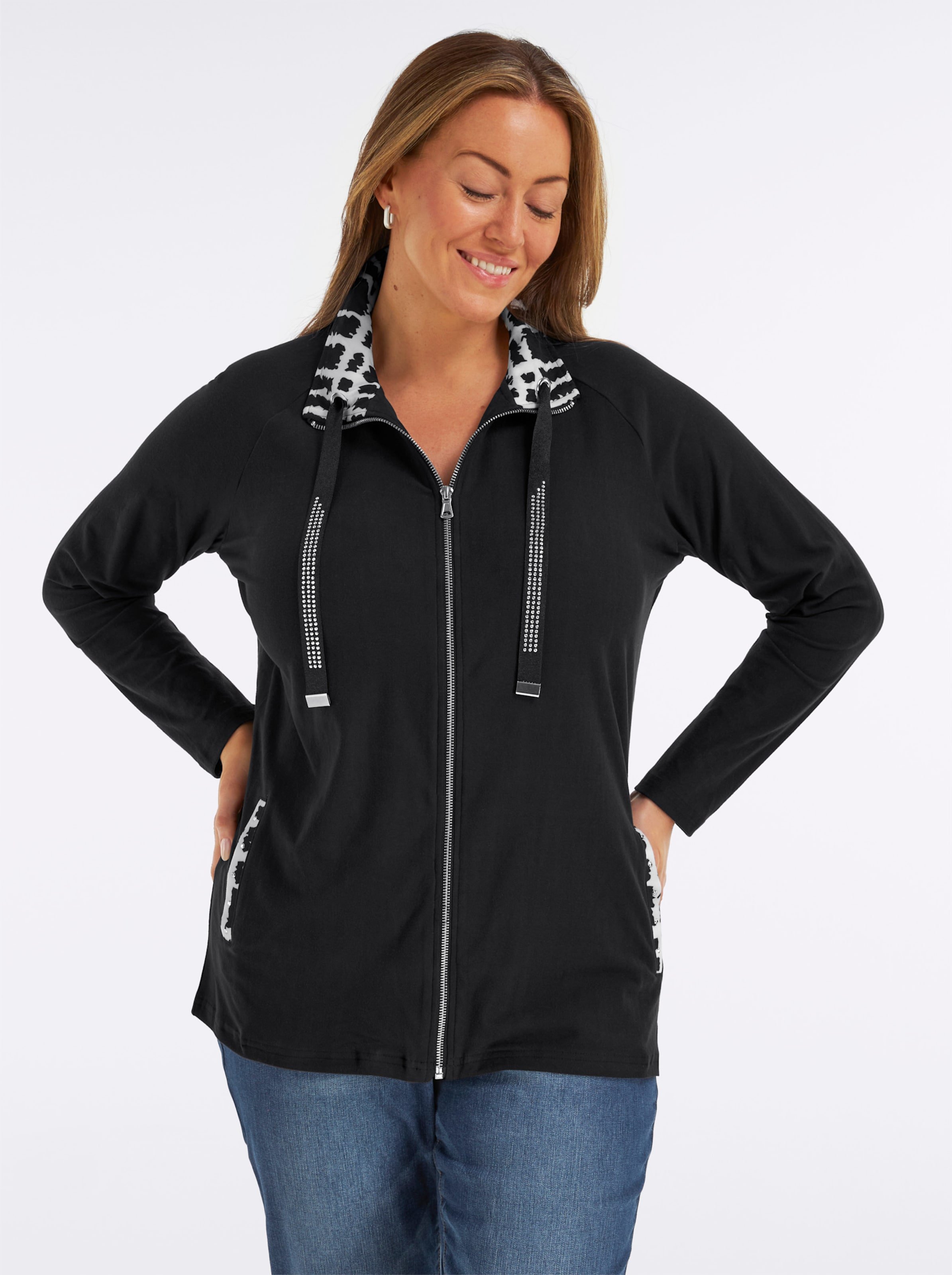 Sheego Shirtjacke mit Glitzersteinchen