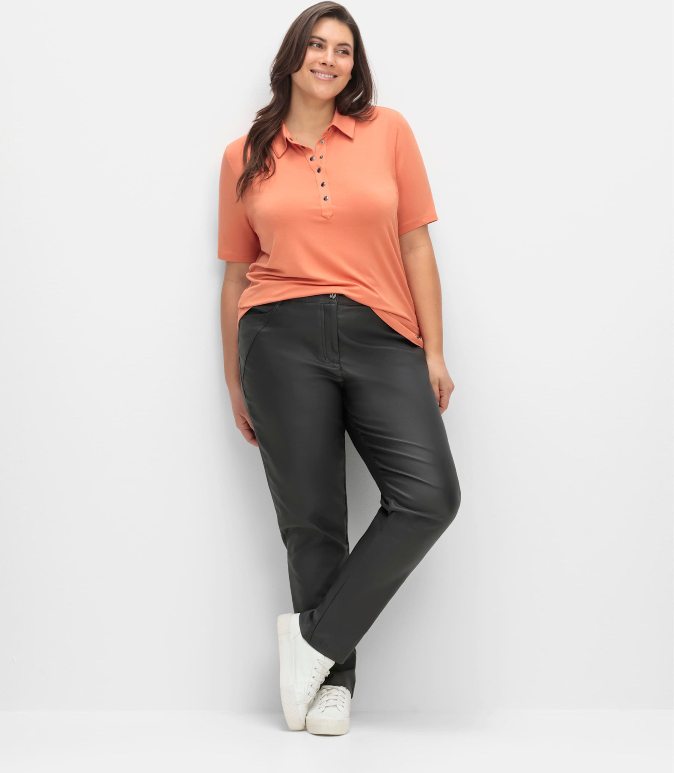 Thumbnail - Sheego 5-Pocket-Hose in Leder-Optik