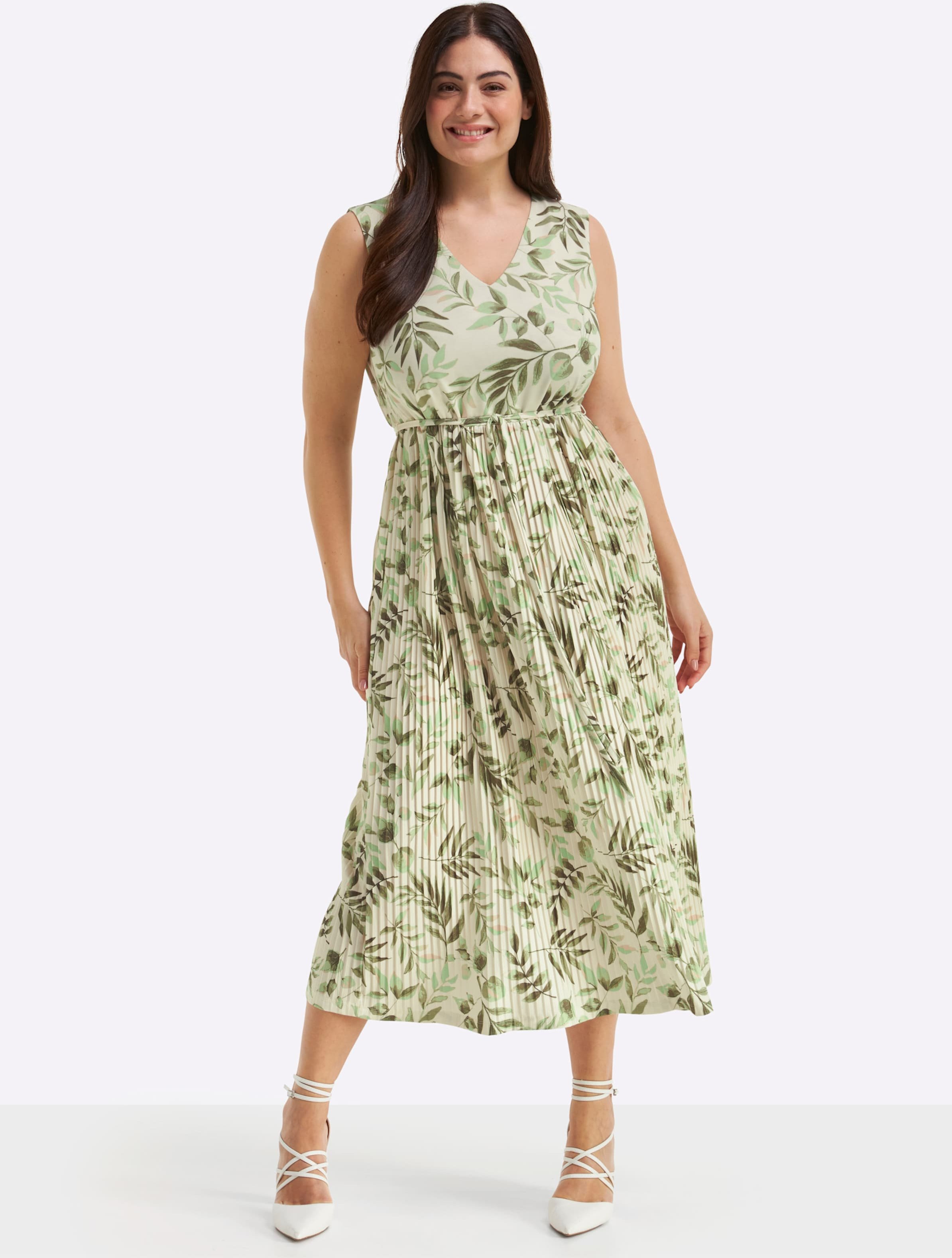 Sheego Blumenkleid mit plissiertem Rock