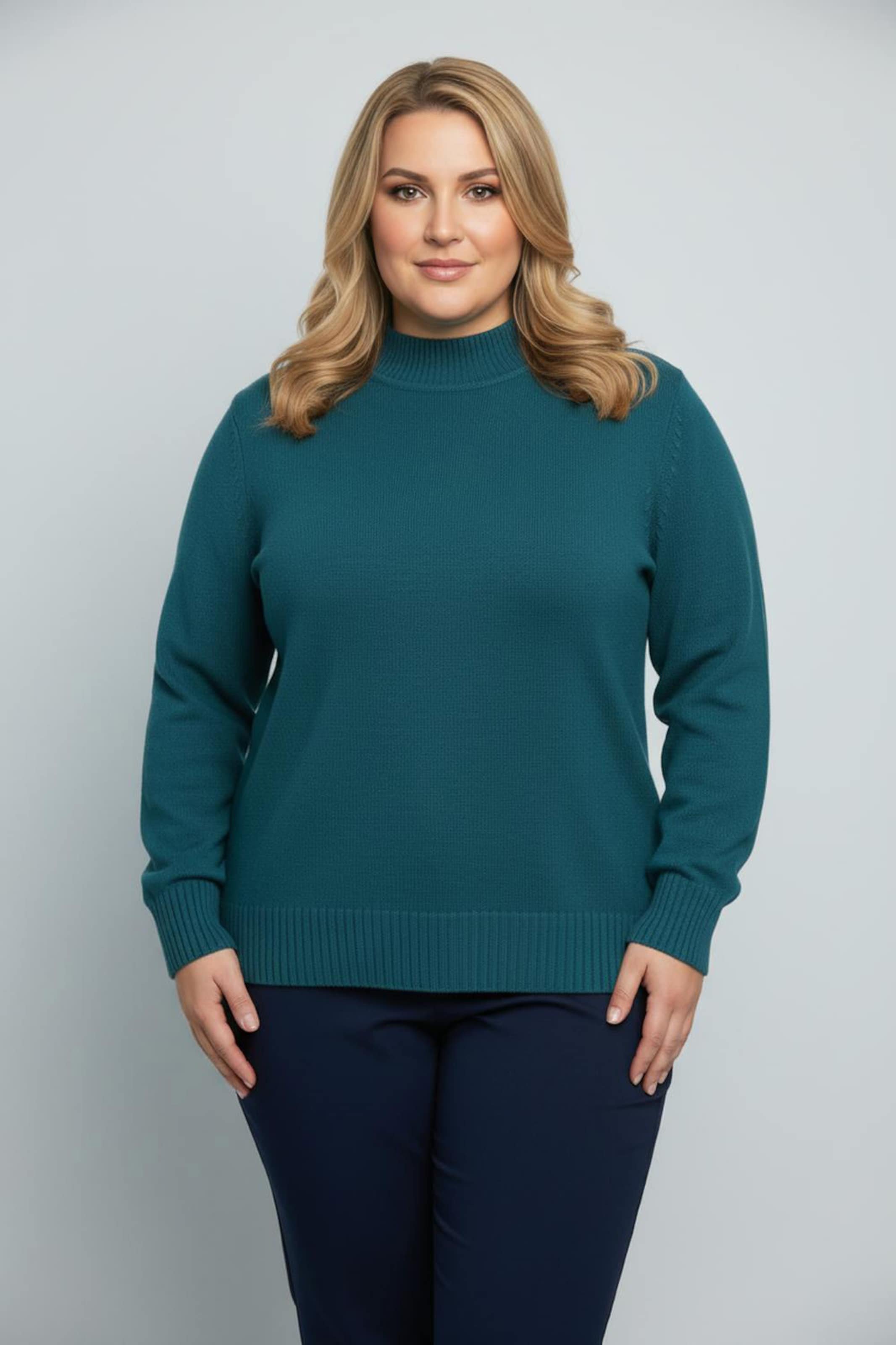 Sheego Stehkragenpullover mit Baumwolle