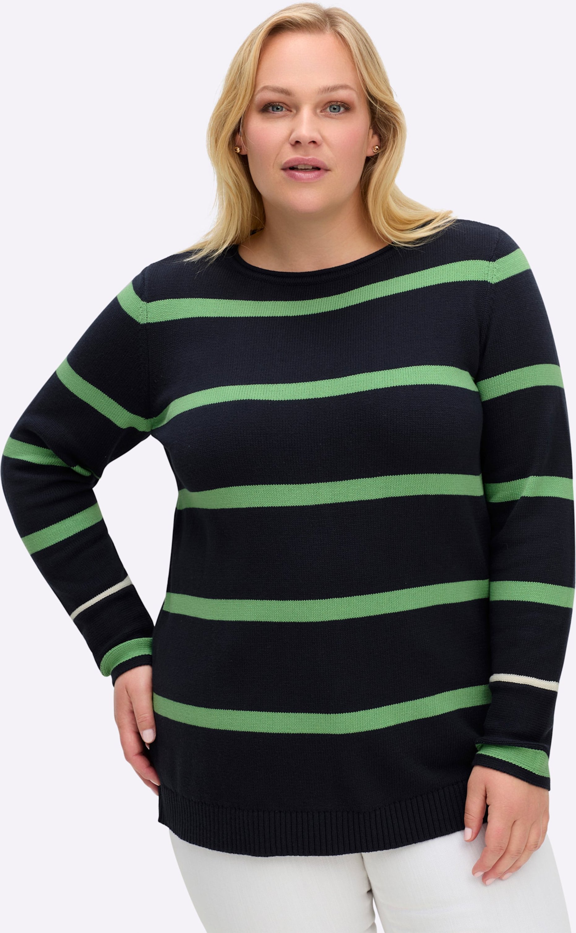 Sheego Pullover mit Kontraststreifen