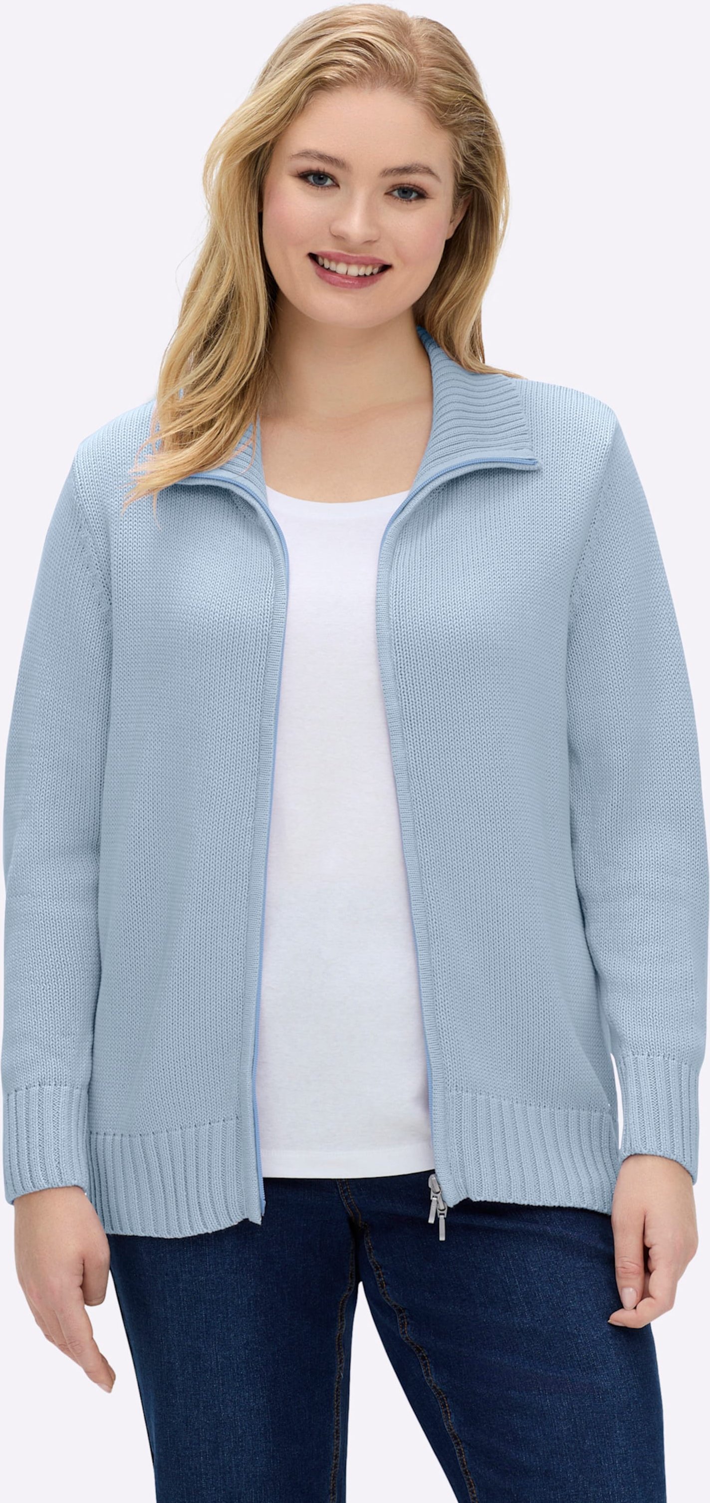 Sheego Strickjacke mit 2-Wege-Reißverschluss