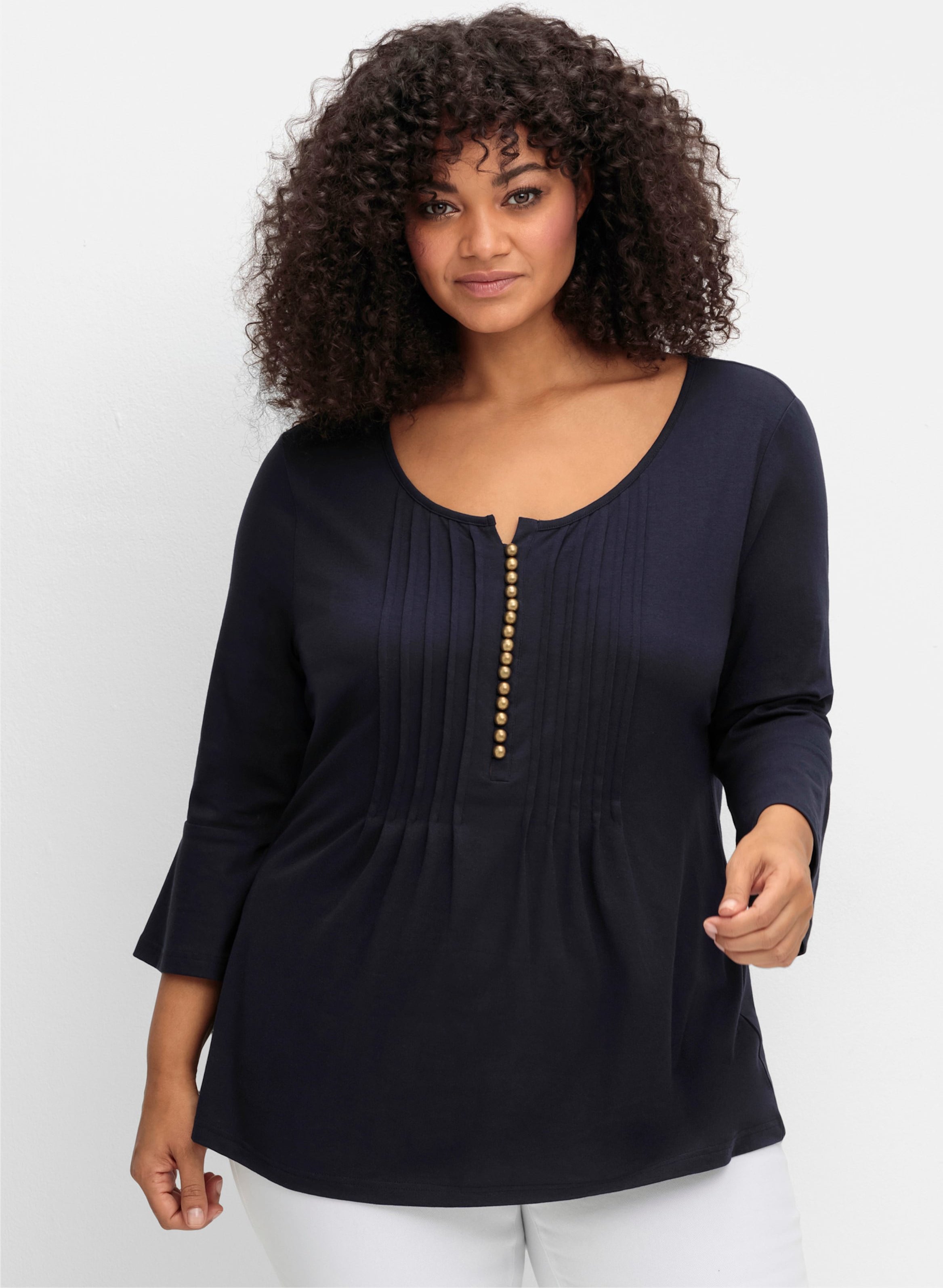 Sheego 3/4-Arm-Shirt mit Biesen und Volants