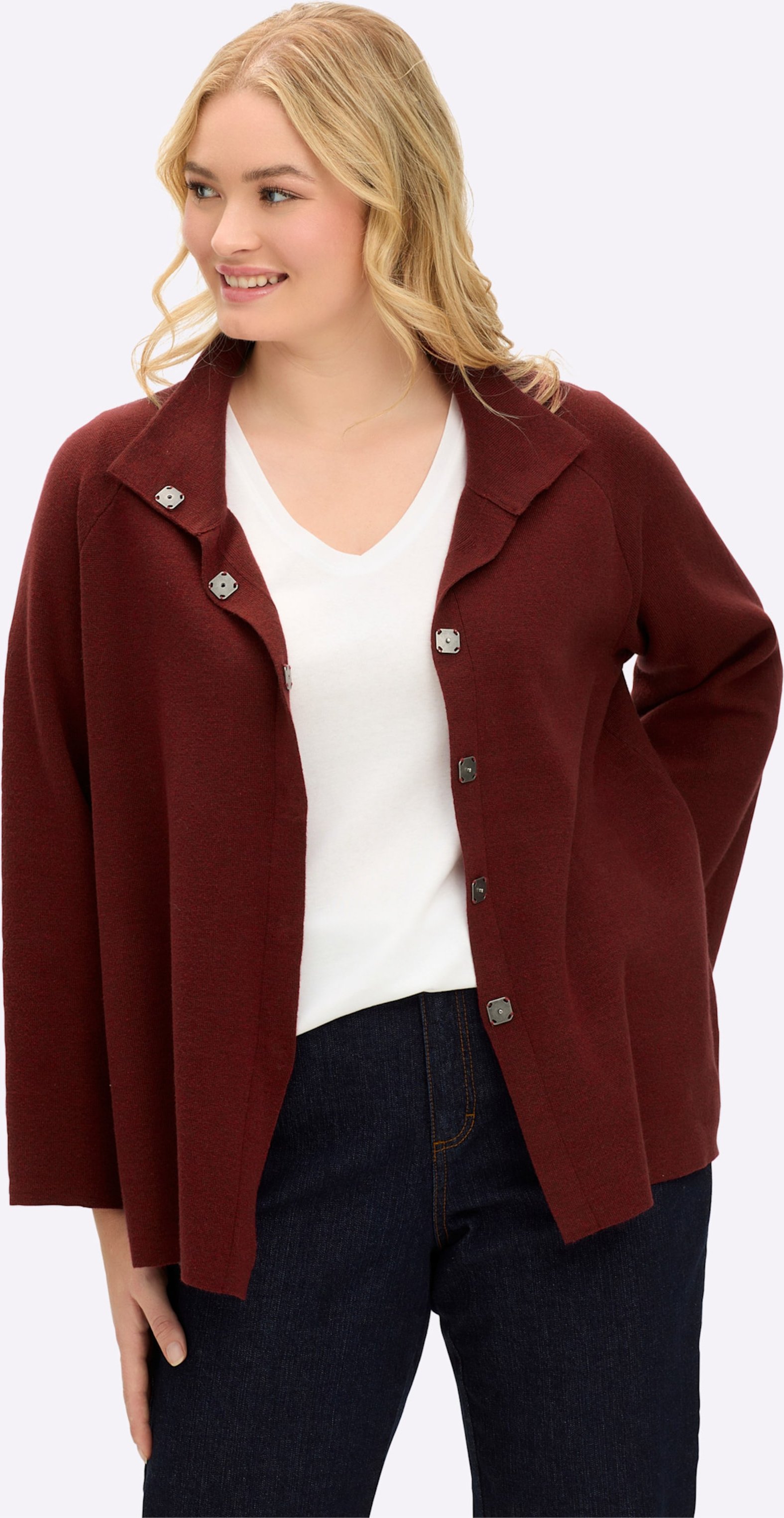 Sheego Strickjacke mit weiten 3/4-Ärmeln