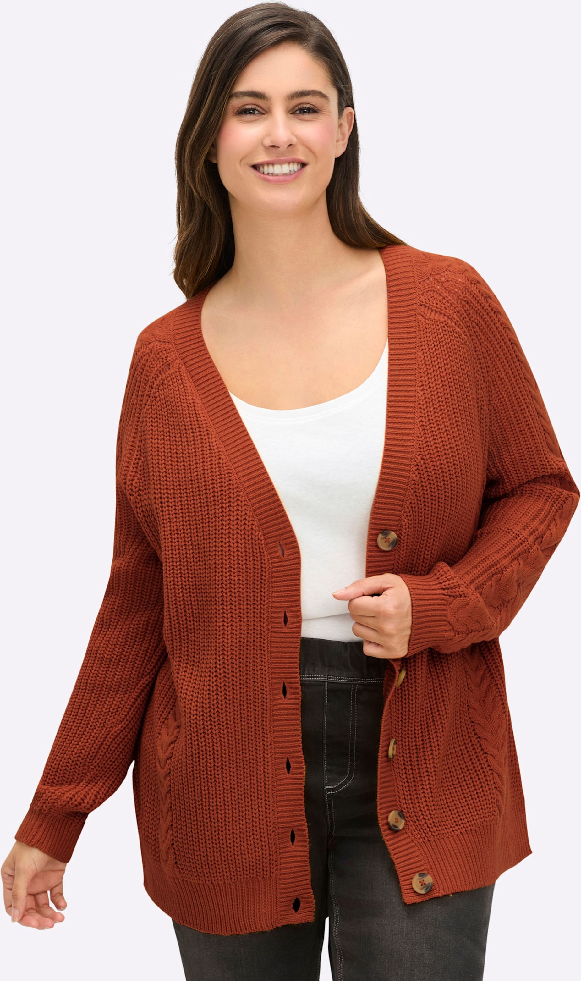Sheego Strickjacke mit Zopfmuster