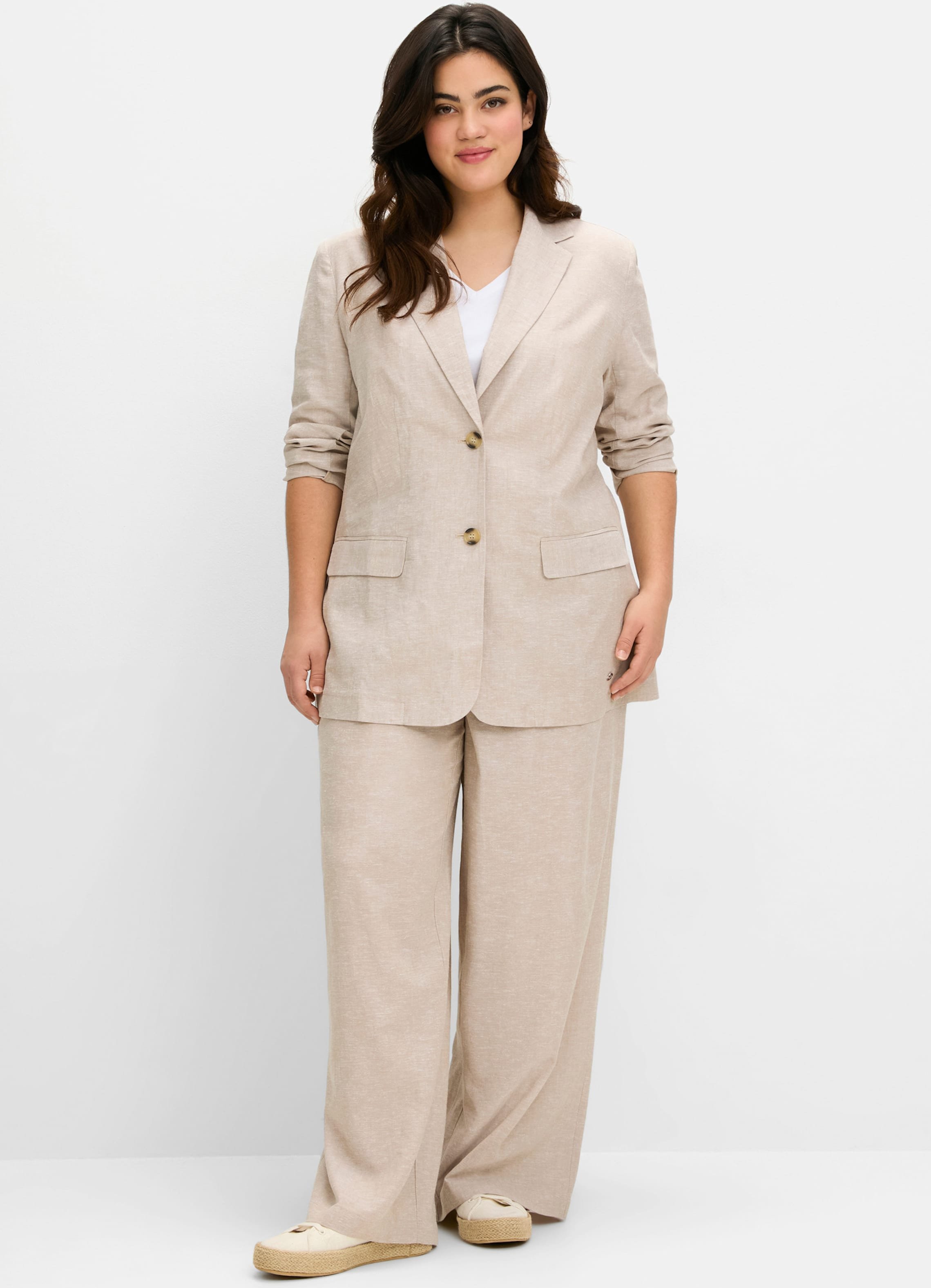 Sheego Blazer im Leinenmix, leicht tailliert