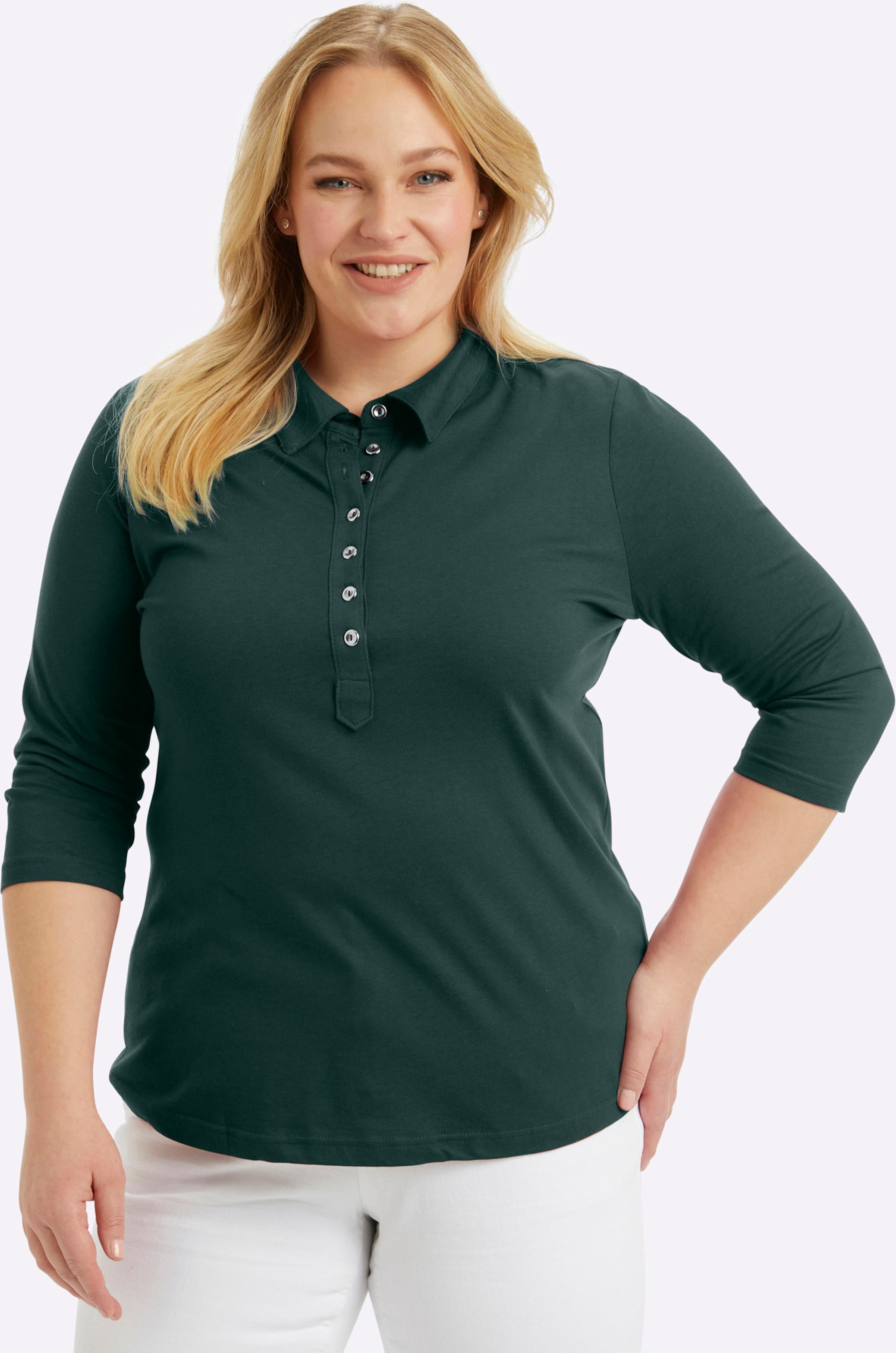 Thumbnail - Sheego Poloshirt mit langer Knopfleiste