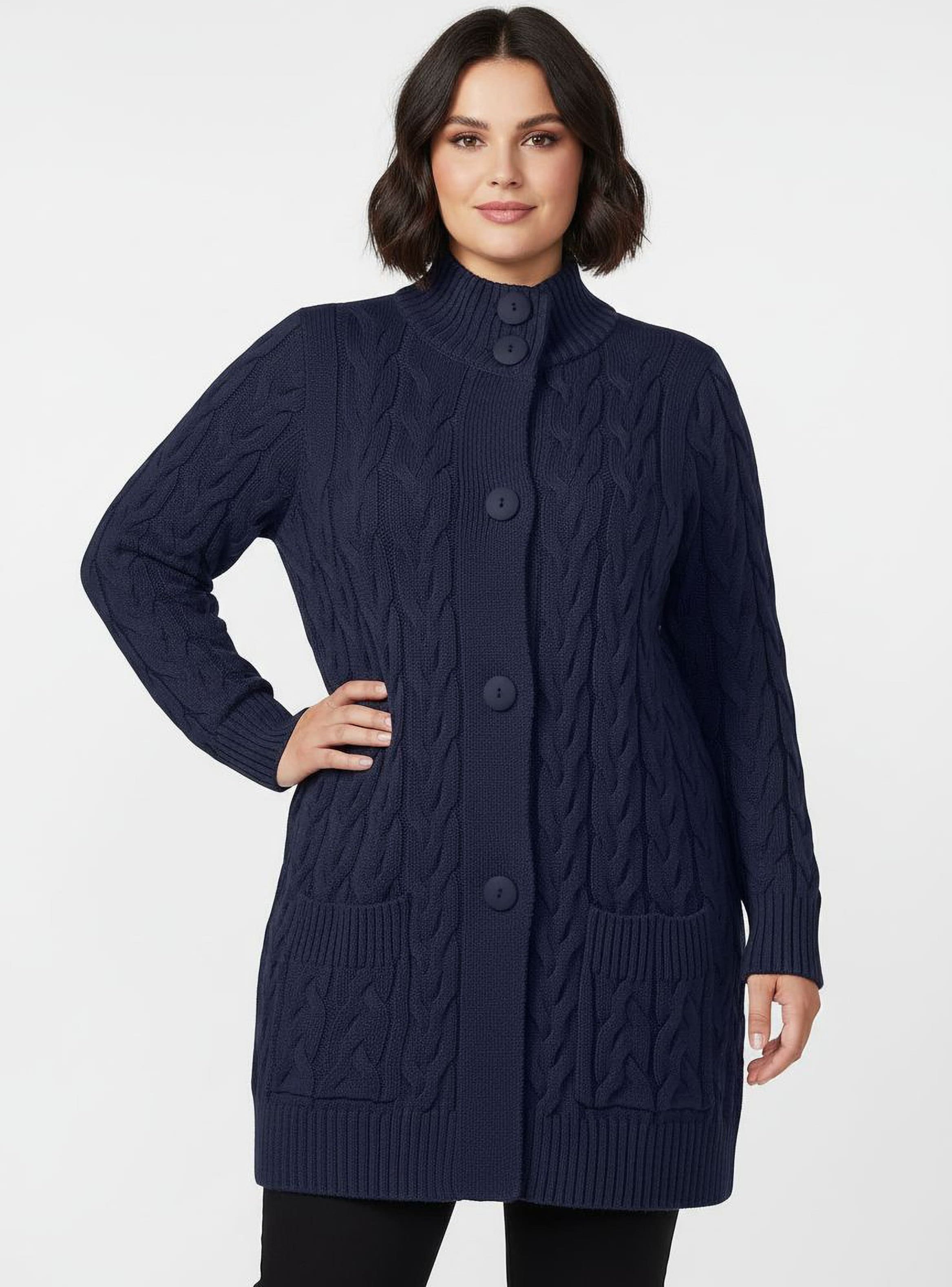 Thumbnail - Sheego Longstrickjacke mit Zopfmuster