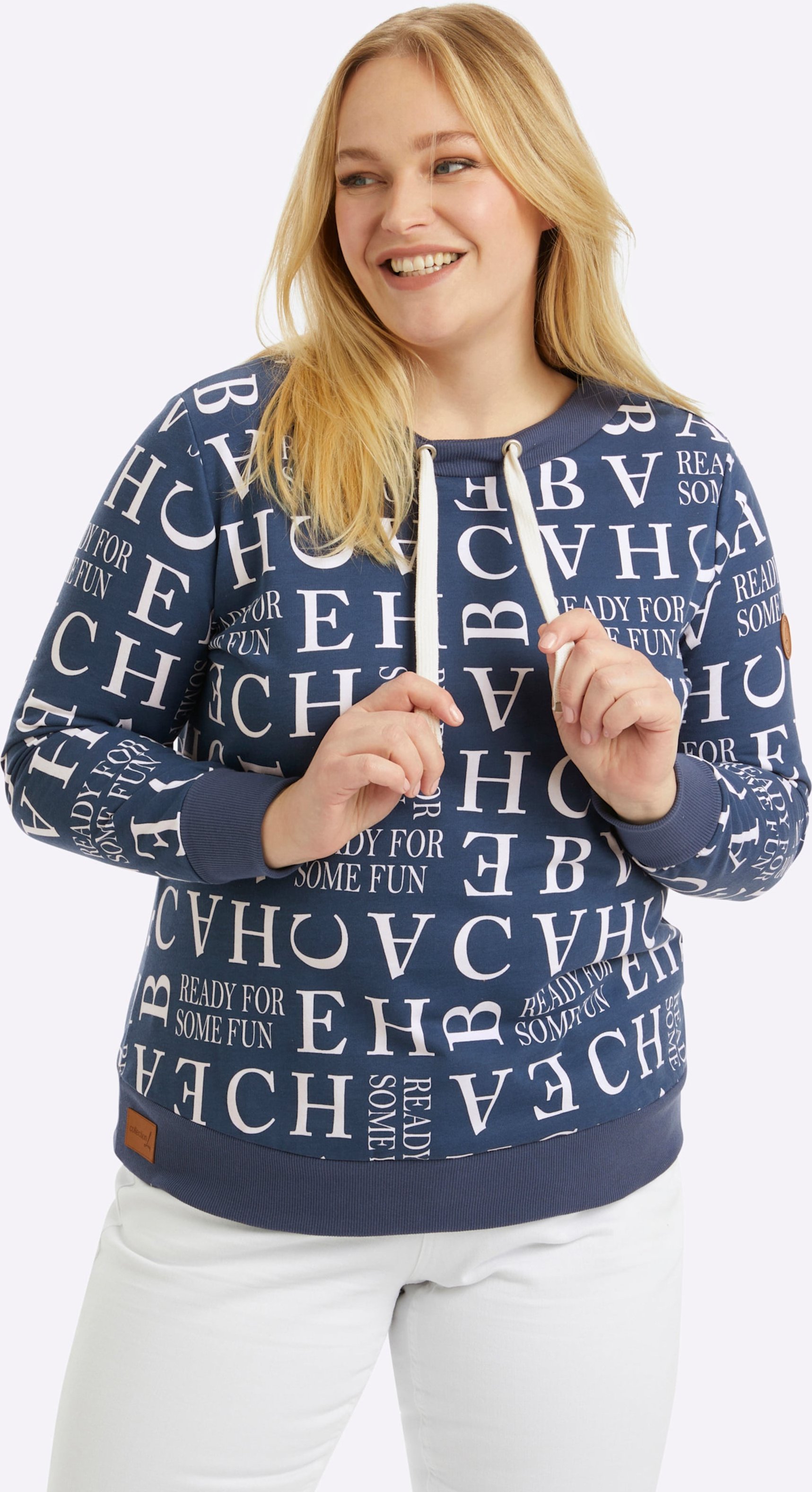 Sheego Sweatshirt mit Kordeldurchzug am Ausschnitt