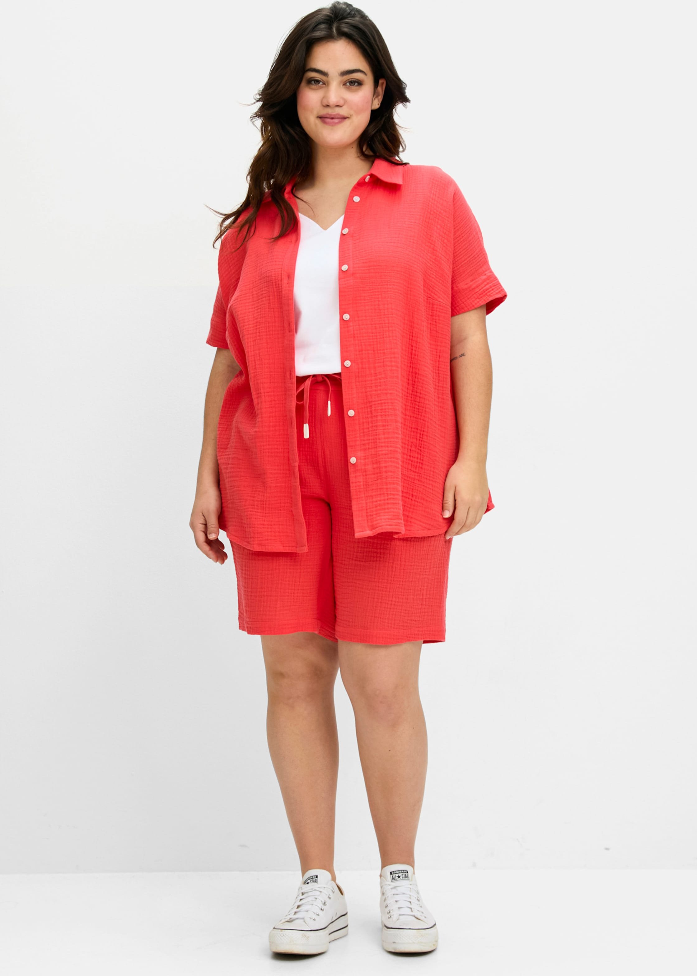 Sheego Bermudas mit Schlupfbund, aus Musselin