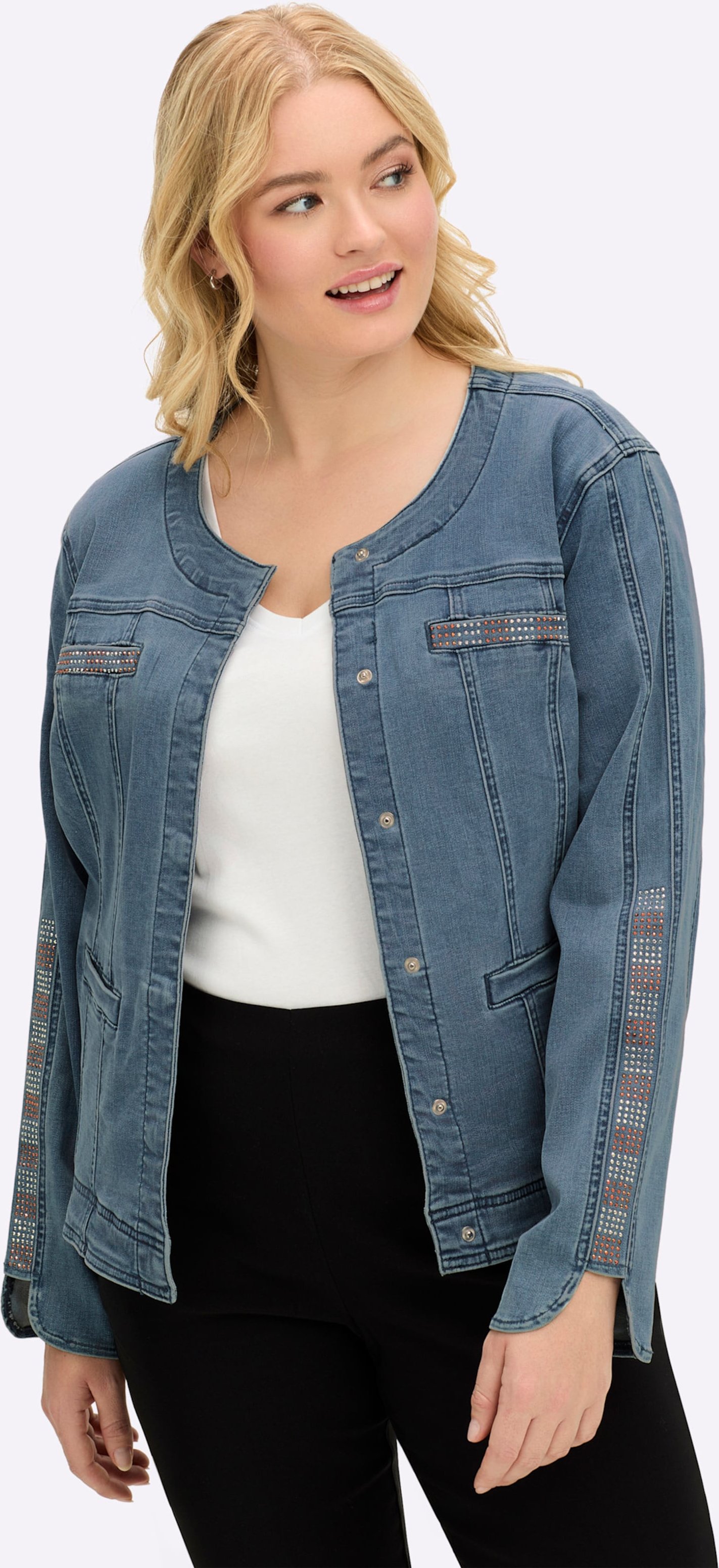 Sheego Jeansblazer mit glitzernden Details