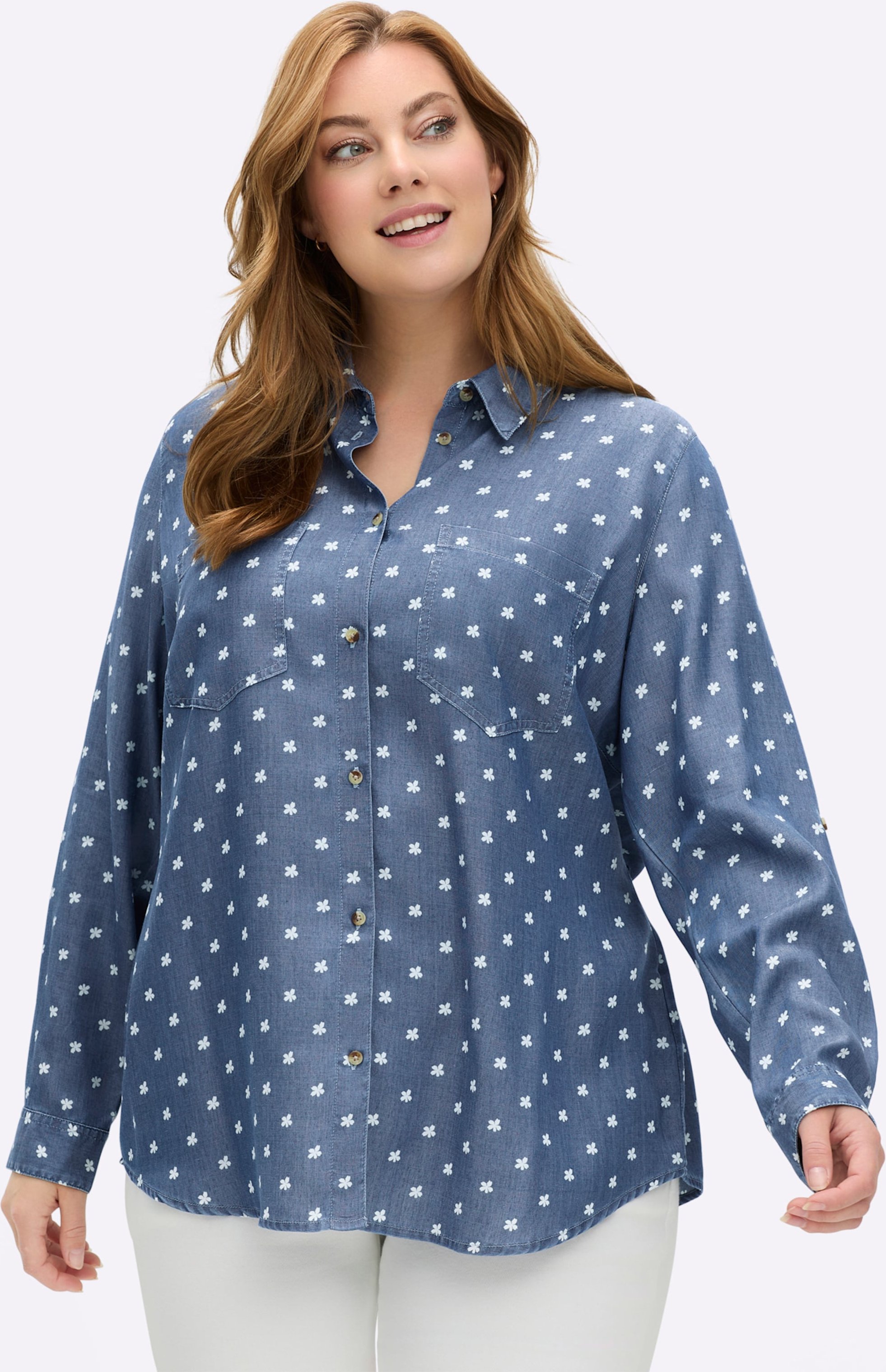 Sheego Hemdbluse mit krempelbaren Ärmeln