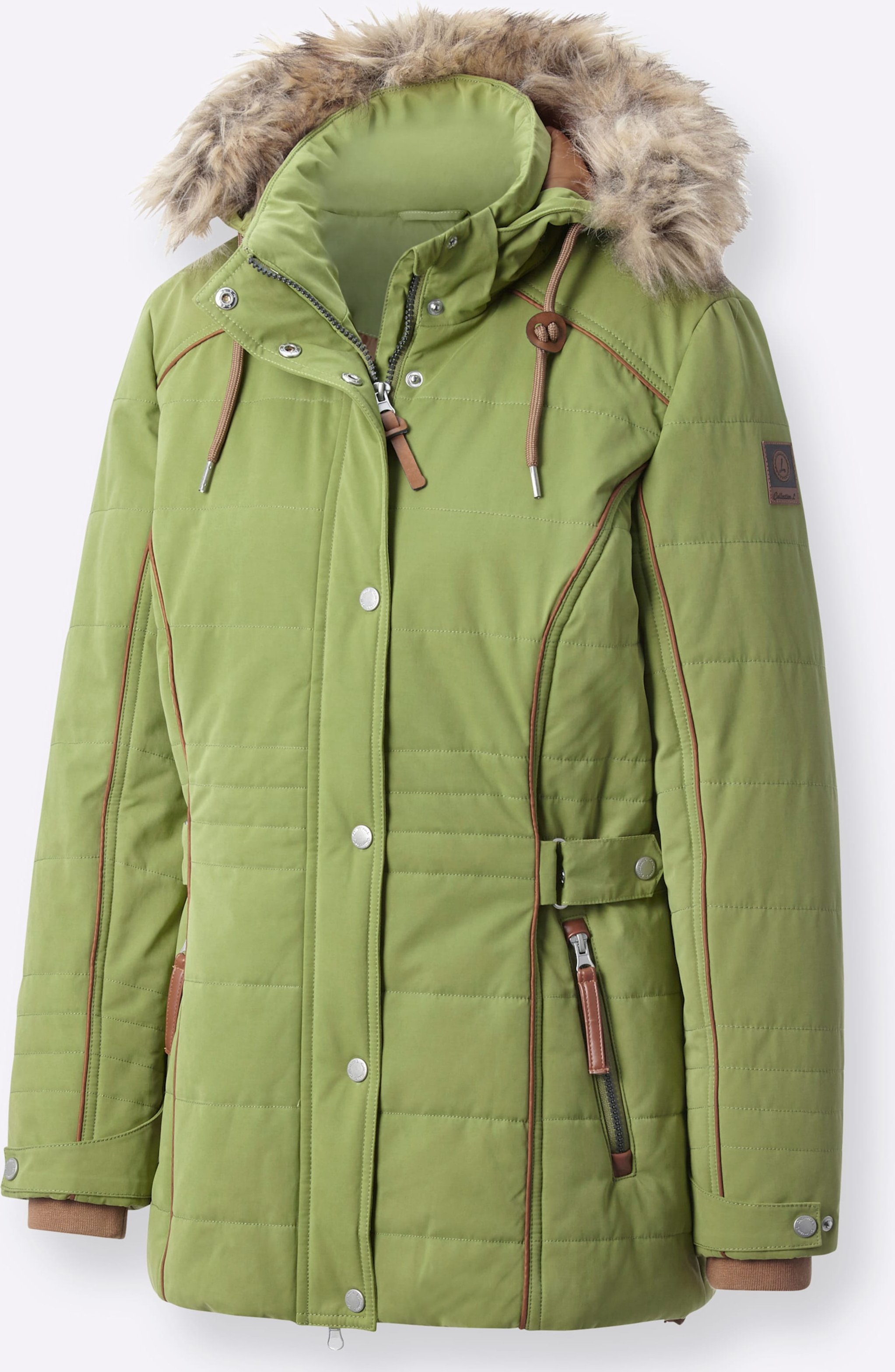 Sheego Steppjacke mit Pelz-Imitat, abknöpfbar