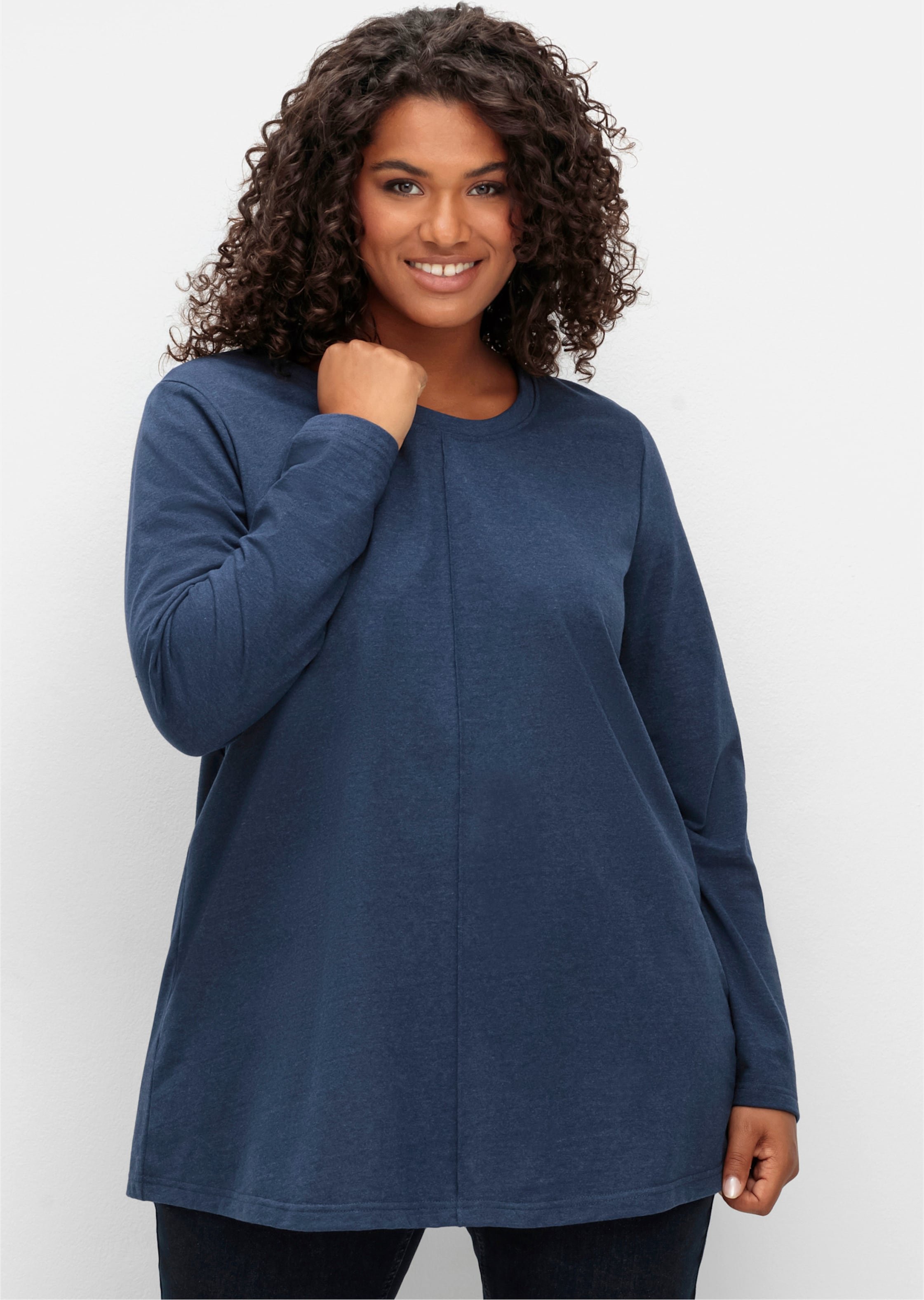 Sheego Langarmshirt in A-Linie, fein meliert