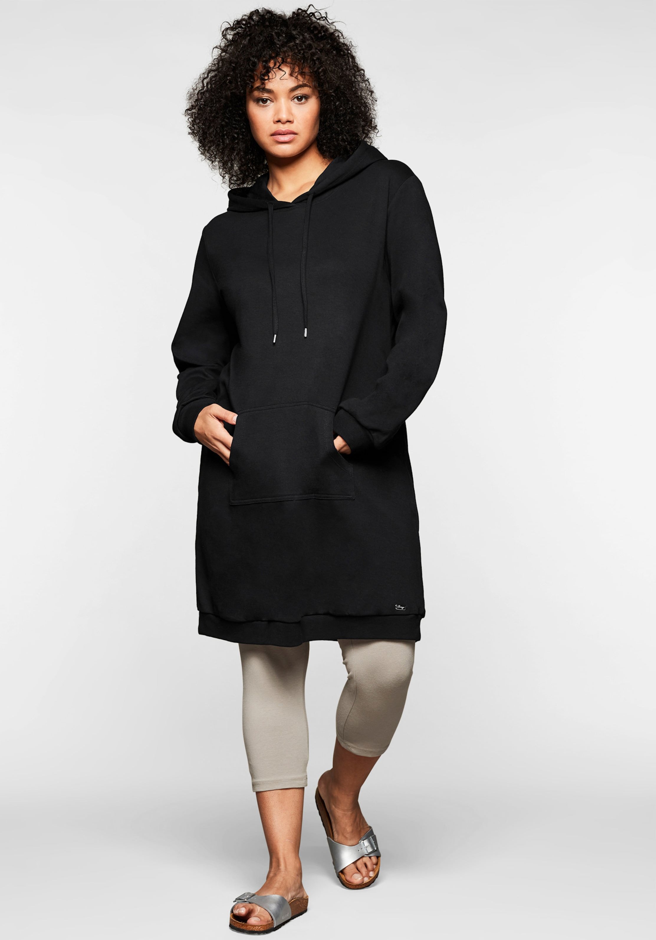 Sheego Shirtkleid mit Kapuze und Kängurutasche