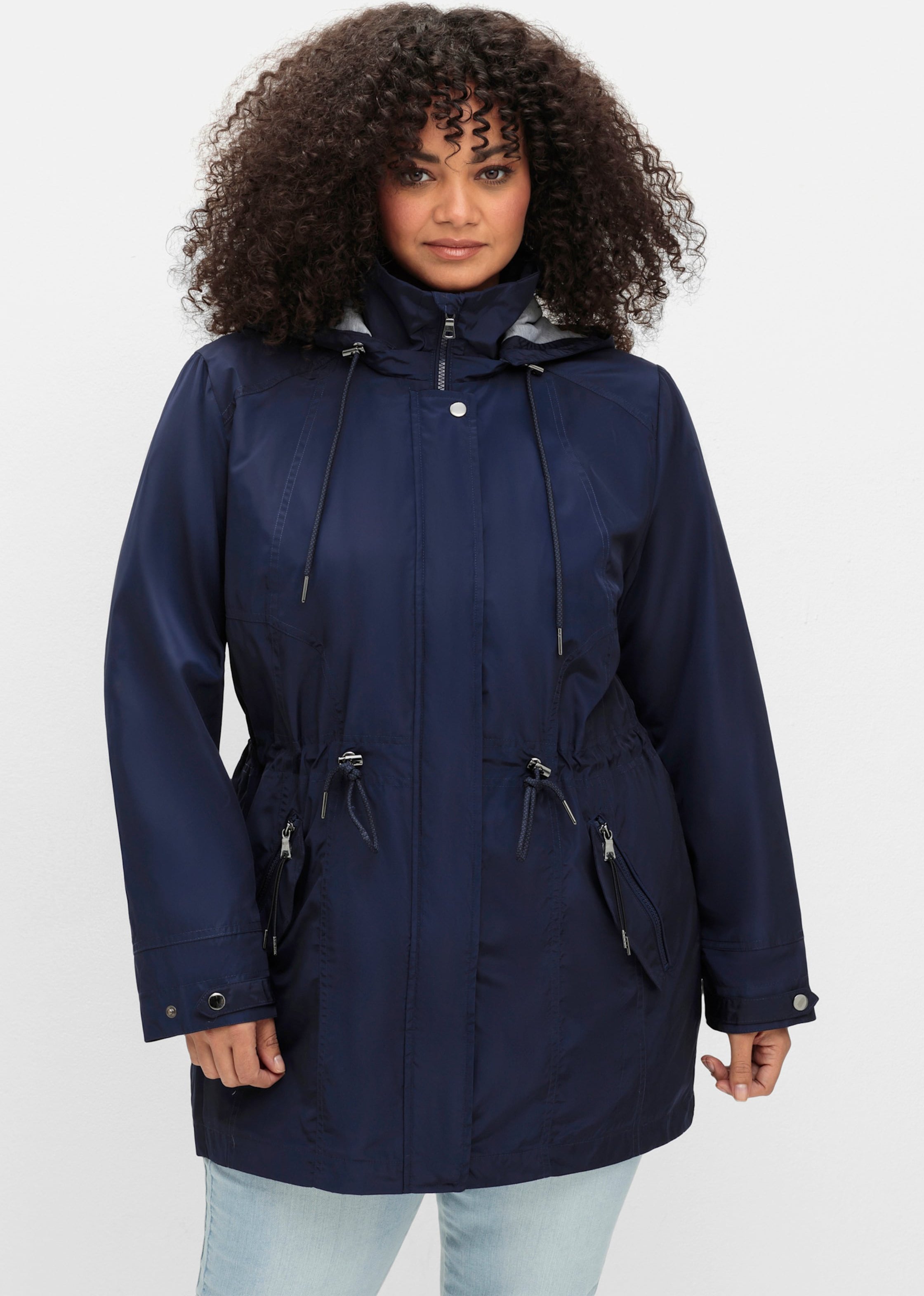 Sheego Parka mit Jerseyfutter in Melange-Optik