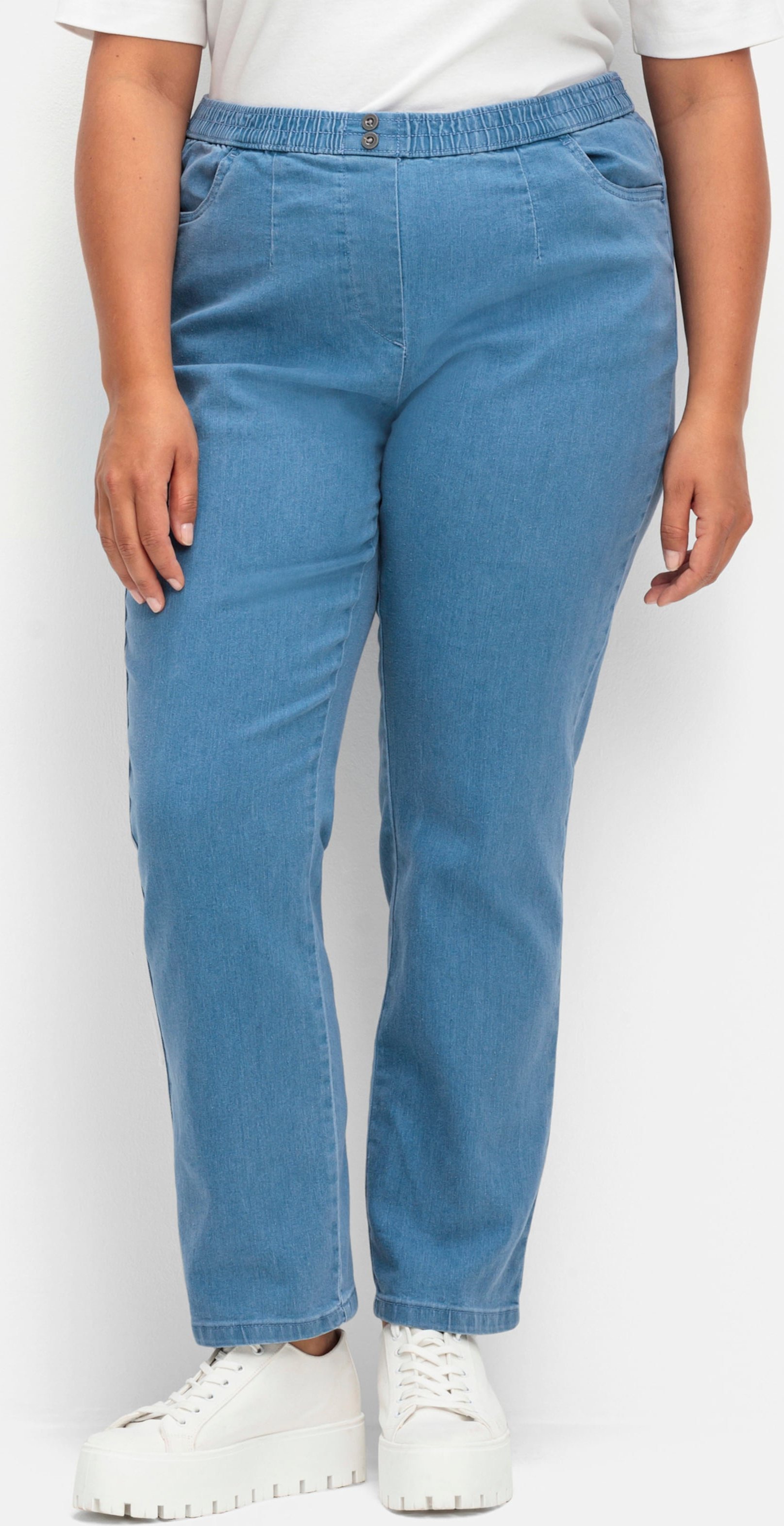 Sheego Schlupfjeans mit imitierter Reißverschluss-Blende