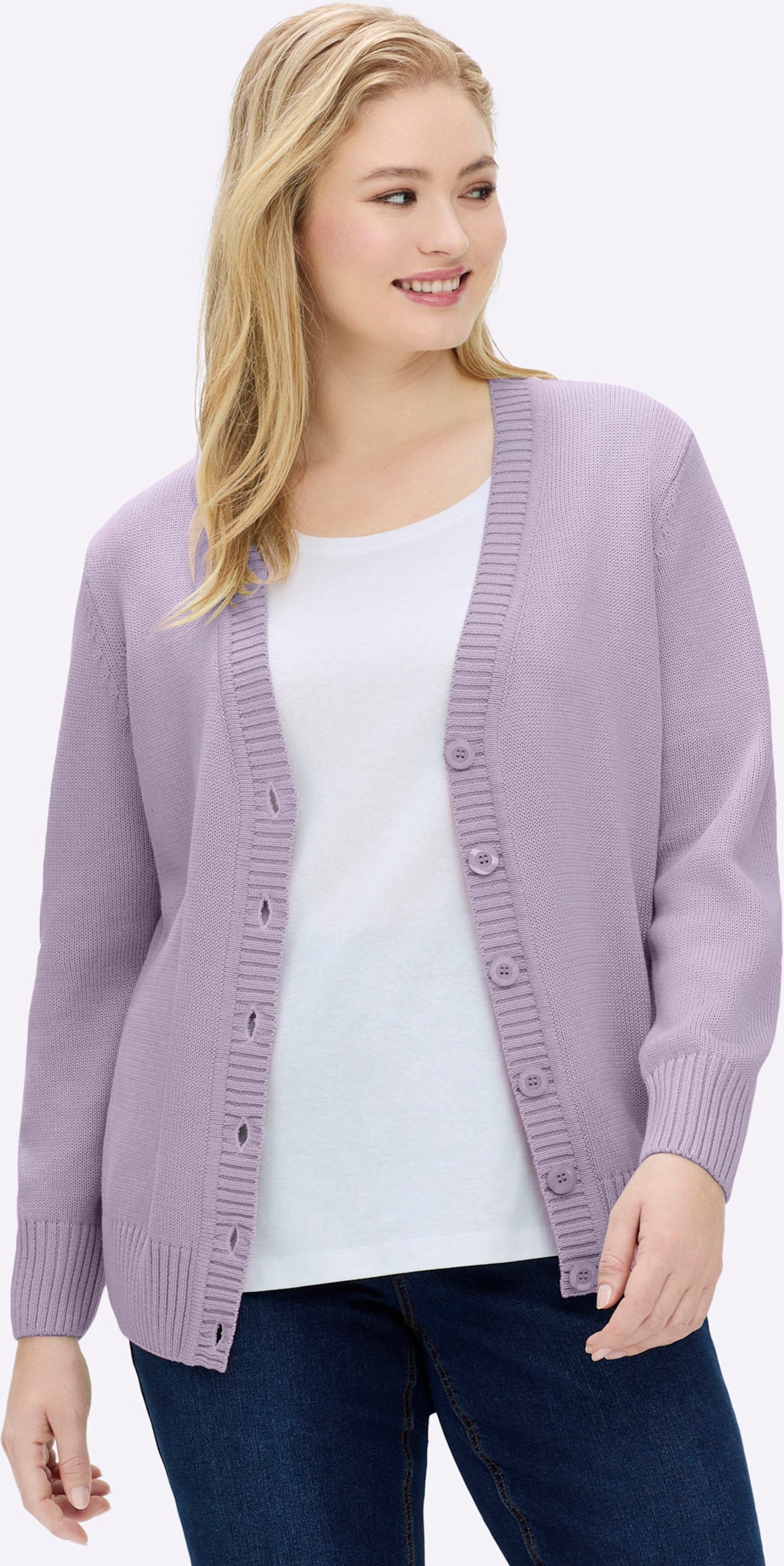 Sheego Strickjacke mit farblich abgestimmten Knöpfen