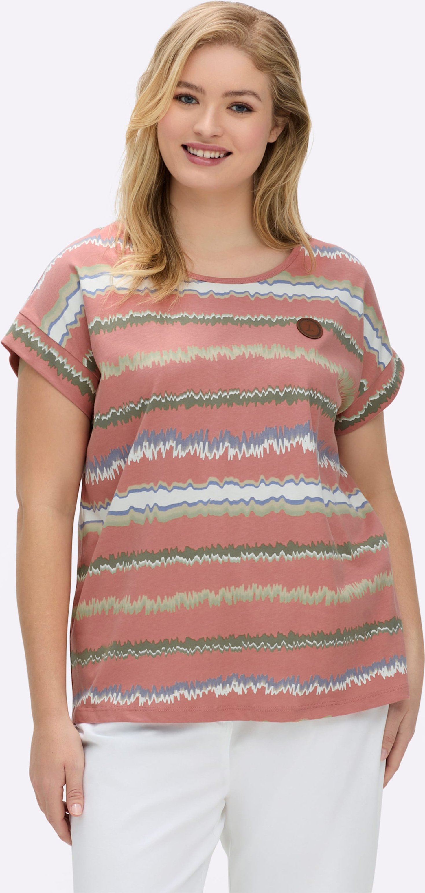 Sheego Print-Shirt mit Ziernähten, geringelt