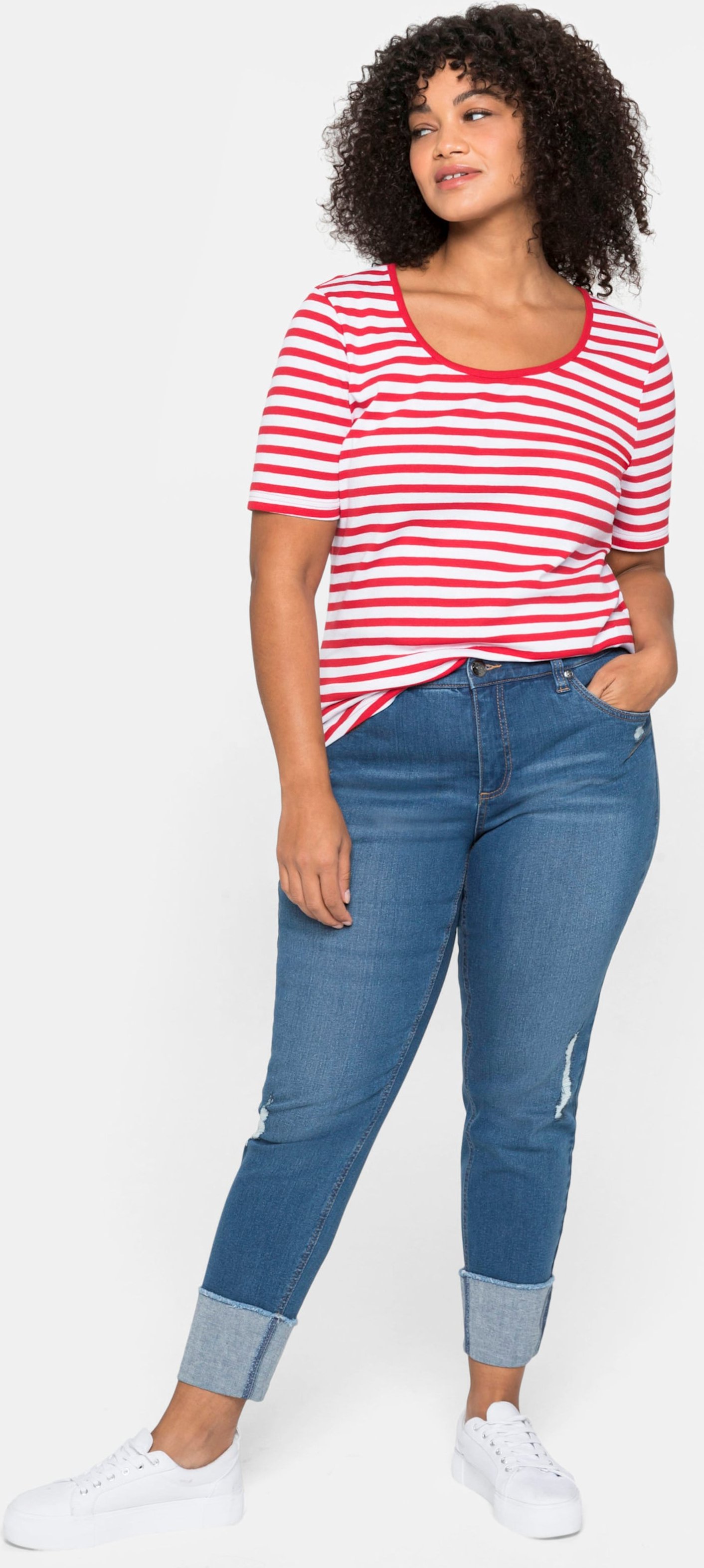 Sheego Streifenshirt mit Rundhalsausschnitt