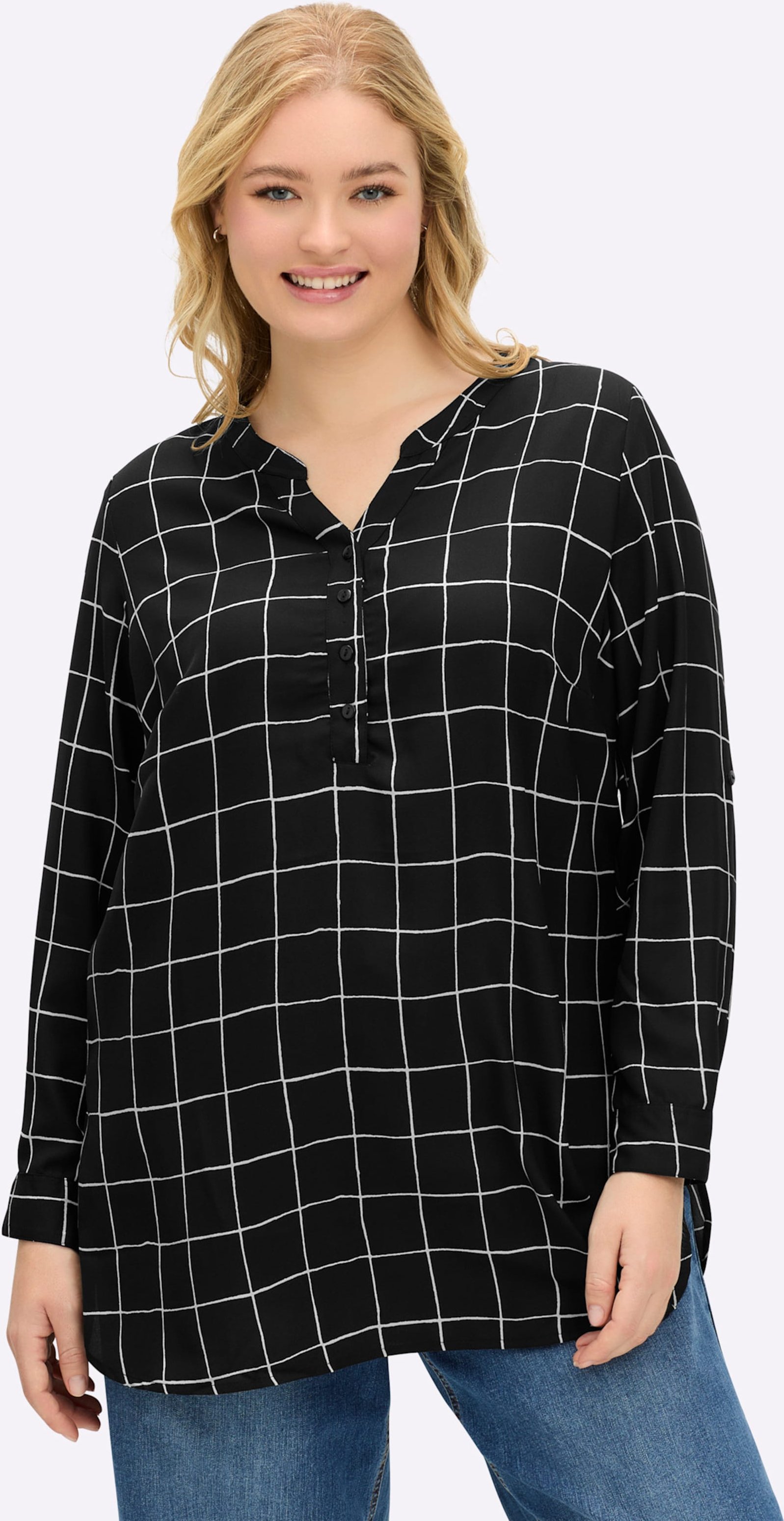 Sheego Langarm-Bluse in Longform