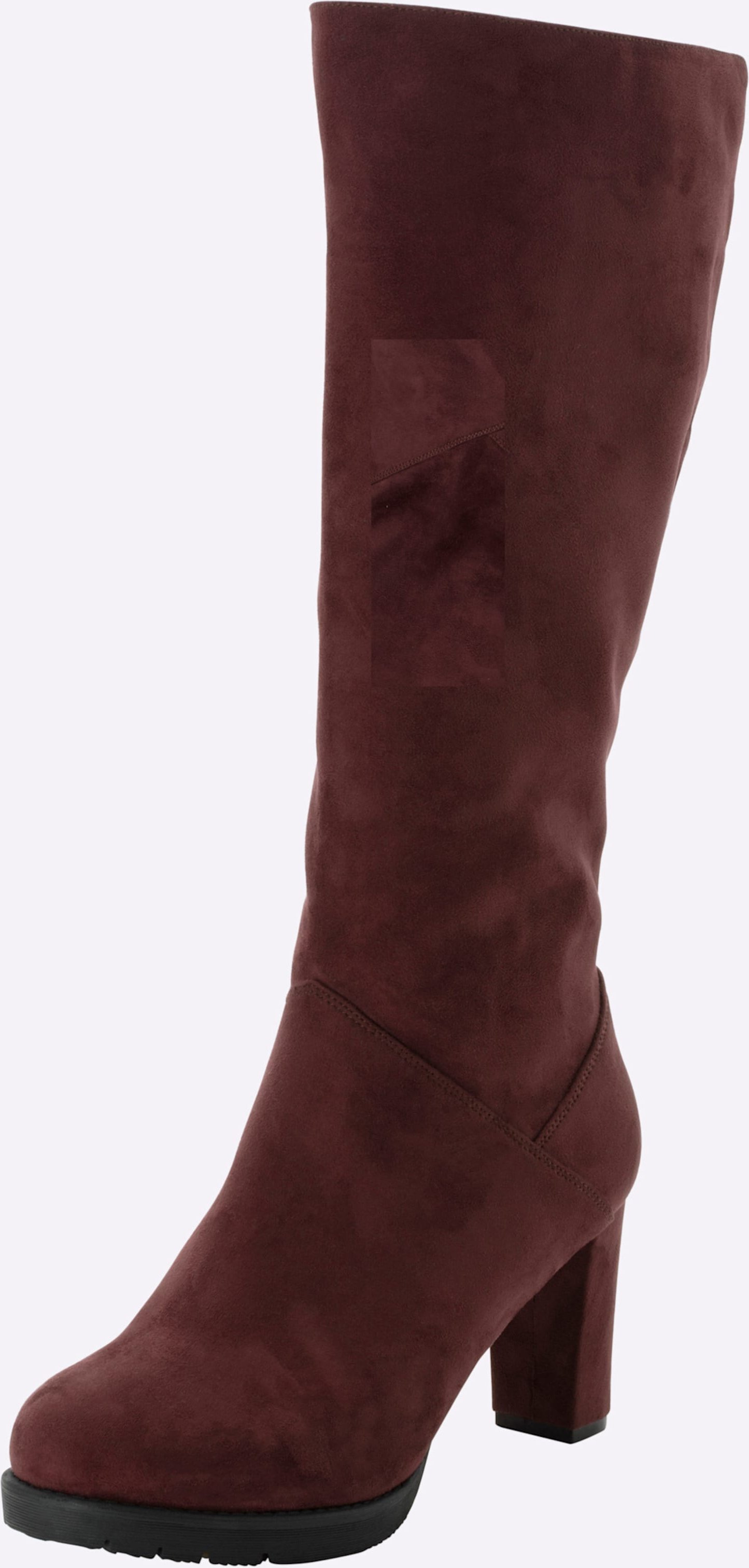 Sheego Weitschaftstiefel in Wildleder-Optik, mit bezogenem Absatz