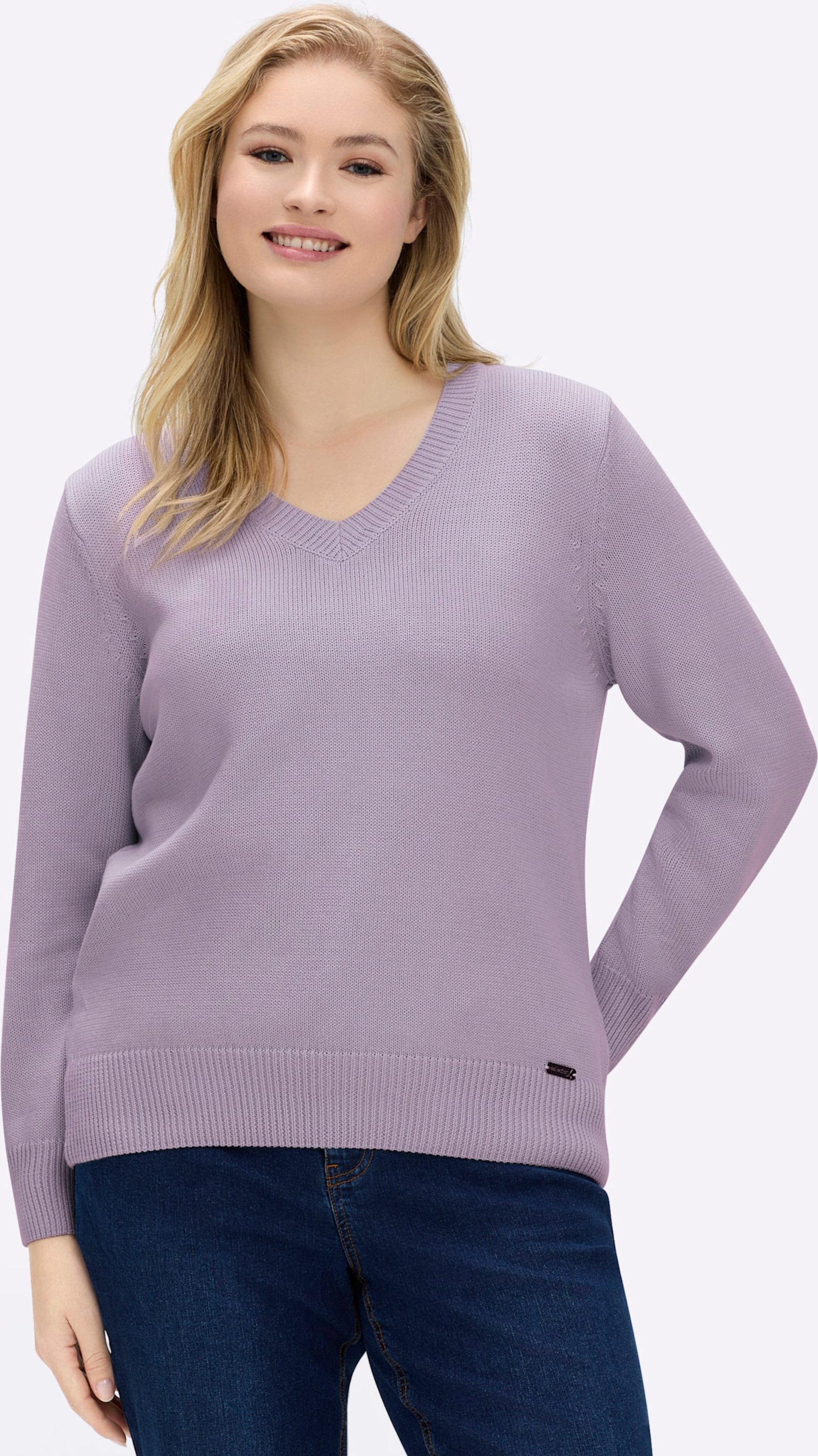 Sheego V-Ausschnitt-Pullover mit Baumwolle