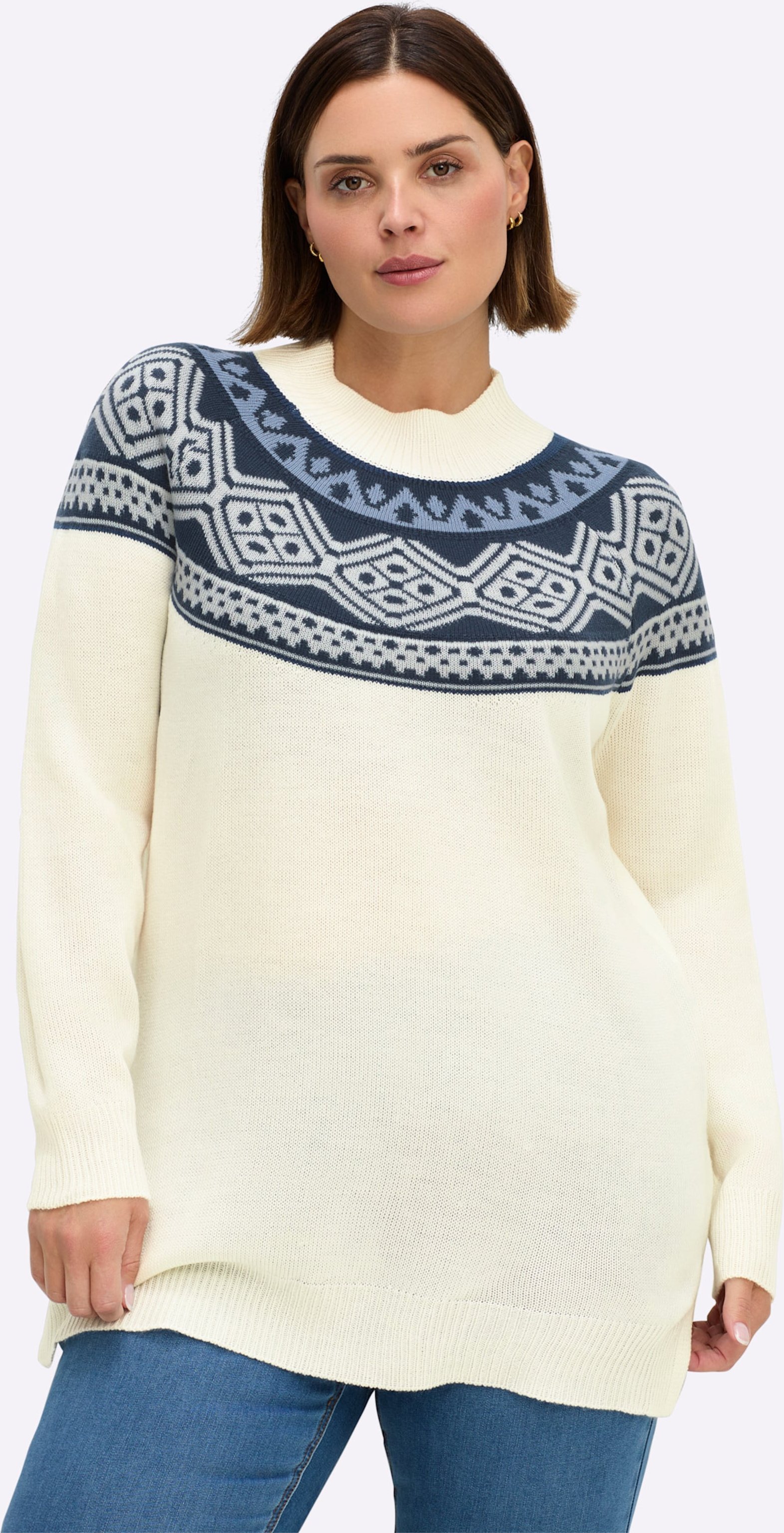 Sheego Longpullover mit Norwegermuster