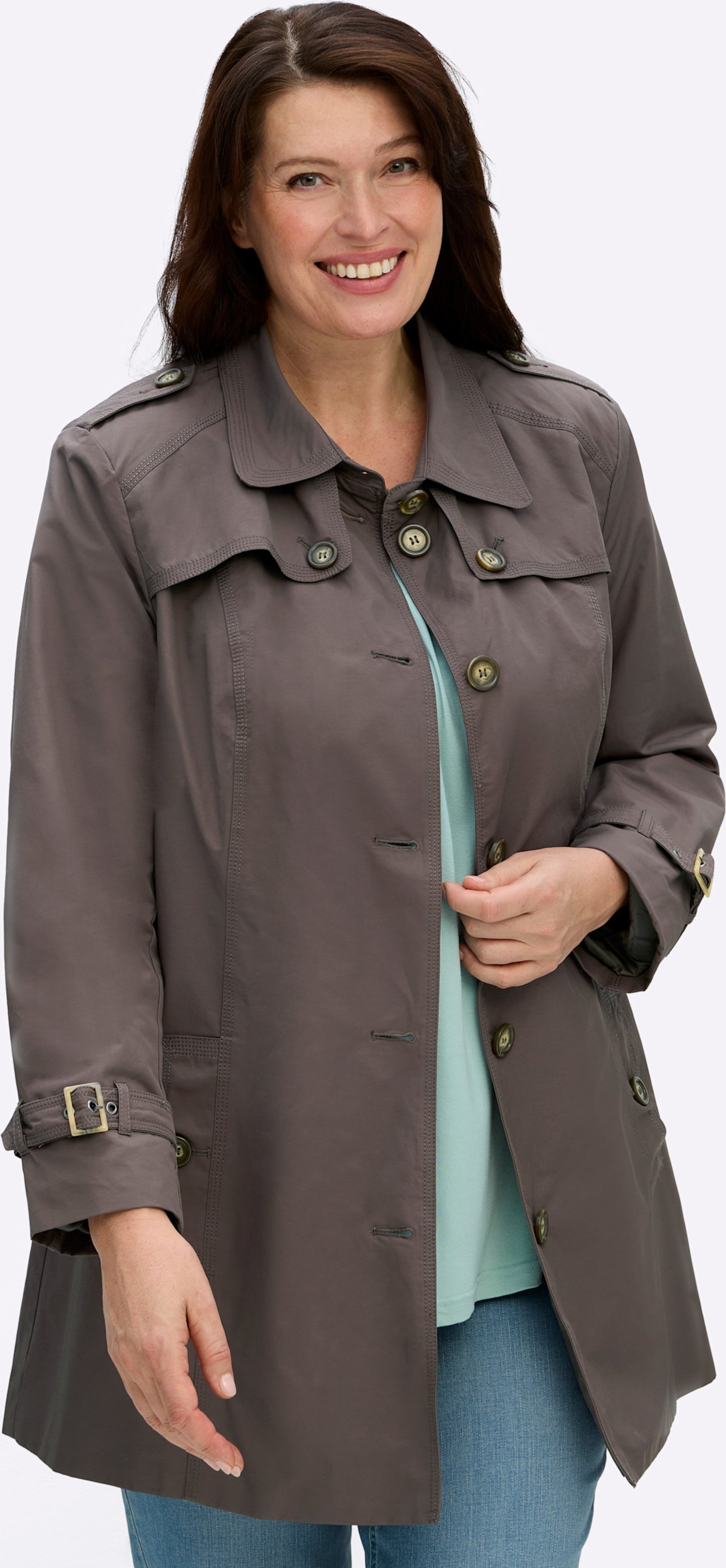 Sheego Kurzmantel in Trenchcoat-Optik