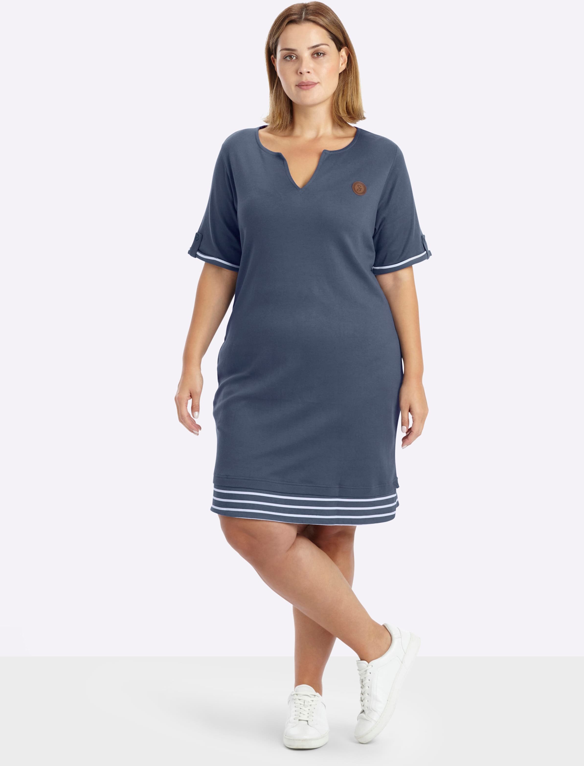 Sheego Shirtkleid mit Kontrast-Ringelstoff