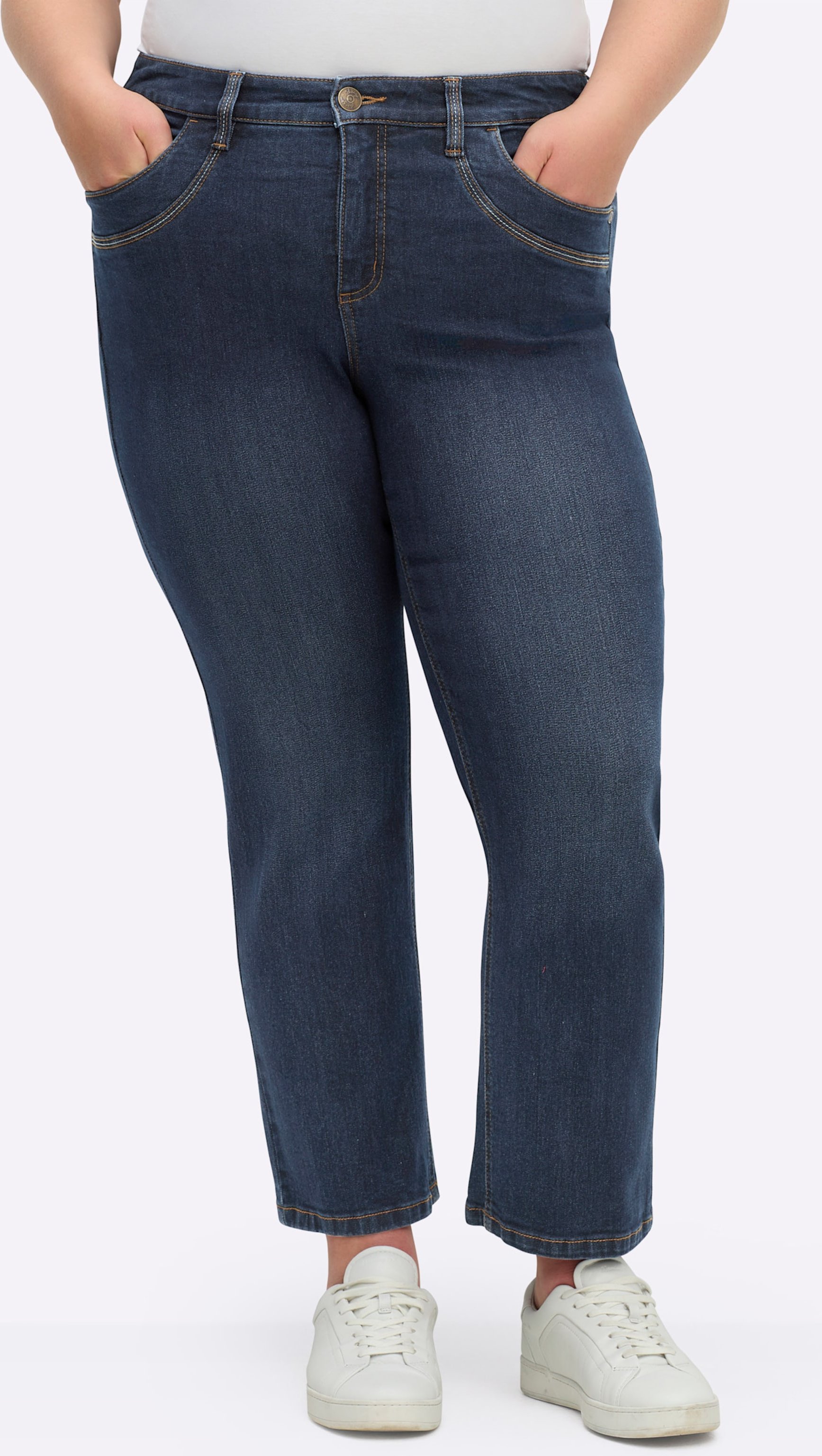 Sheego Gerade Jeans mit Knopflochgummi