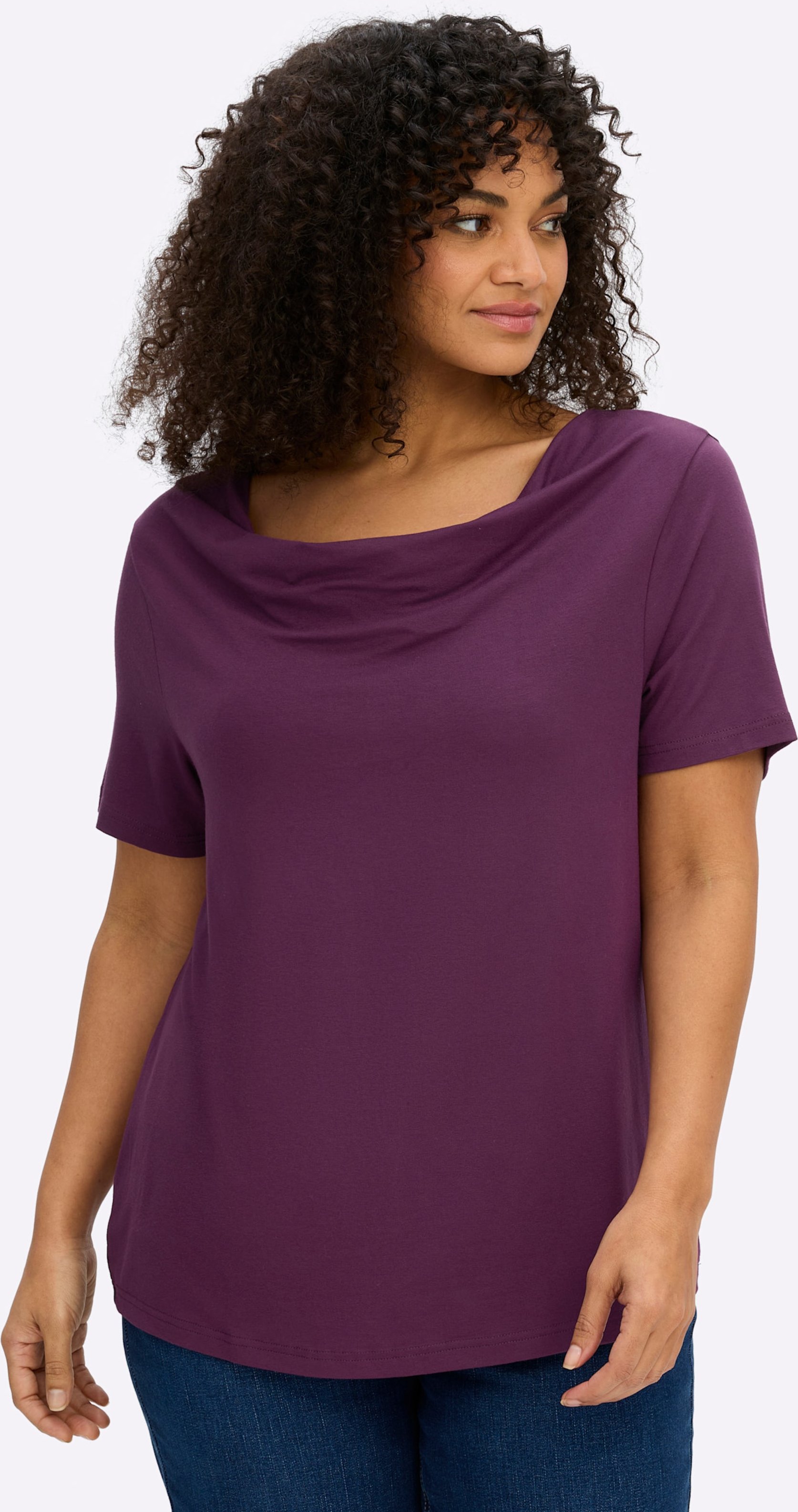 Thumbnail - Sheego Wasserfallshirt mit kurzen Ärmeln