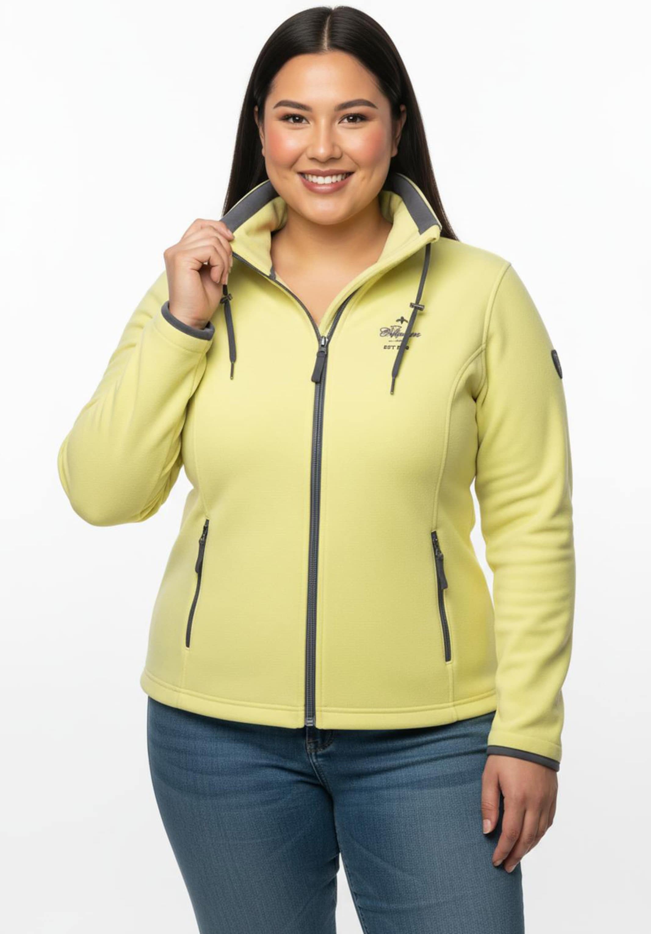 Sheego Fleecejacke mit schrägen Reißverschluss-Taschen