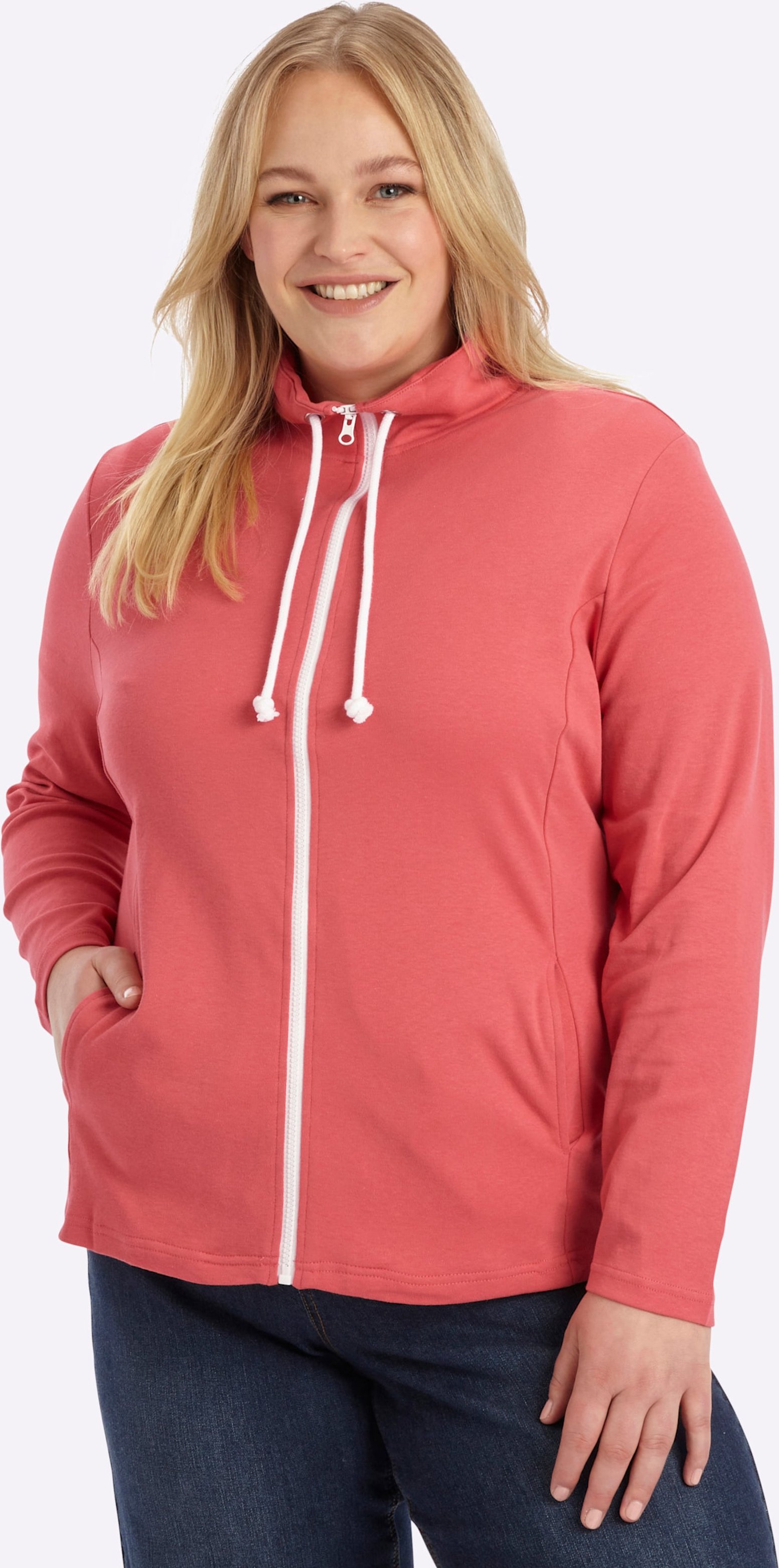 Sheego Sweatjacke aus Interlock-Jersey, formstabil