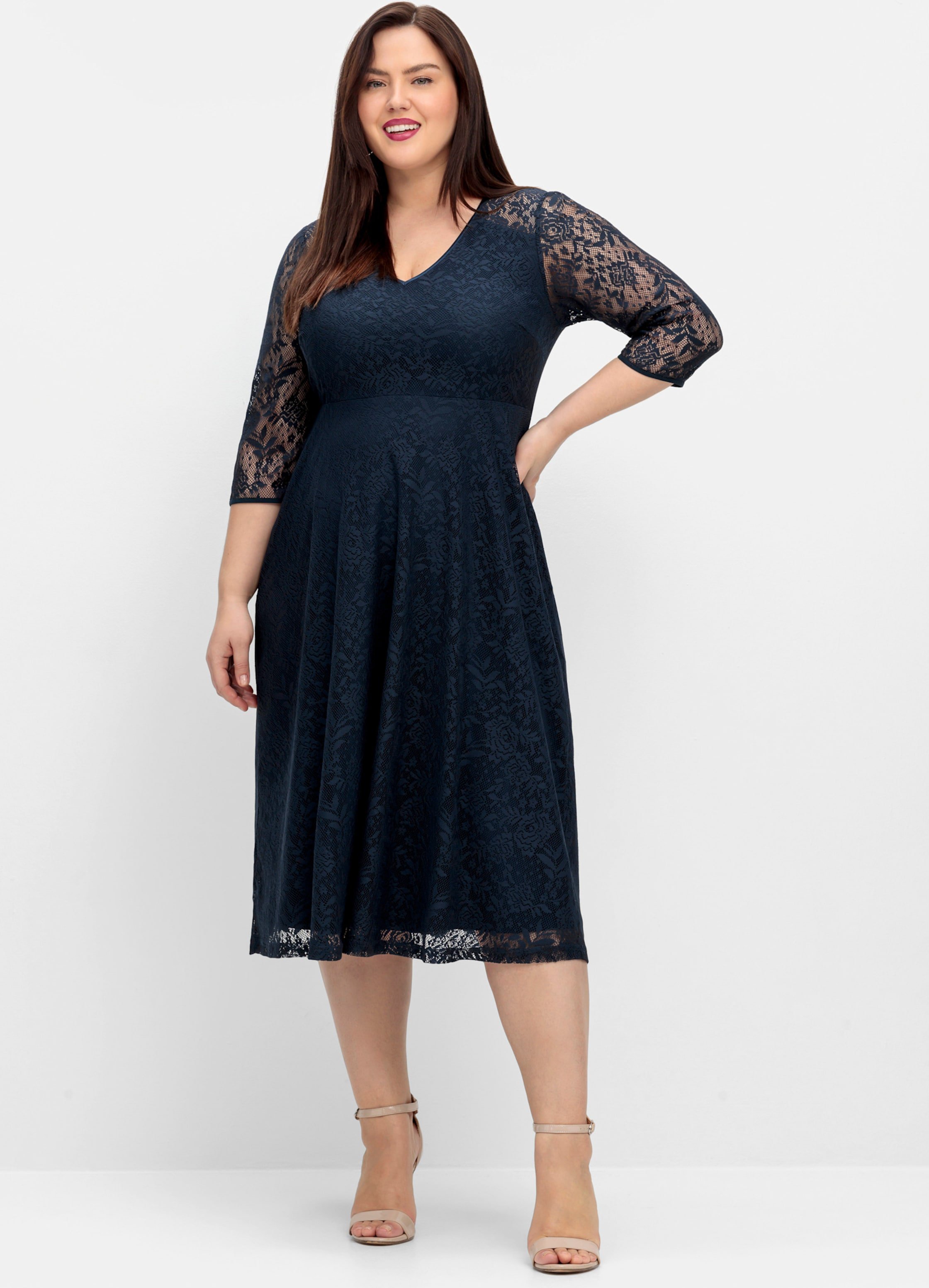 Sheego Cocktailkleid aus floraler Spitze