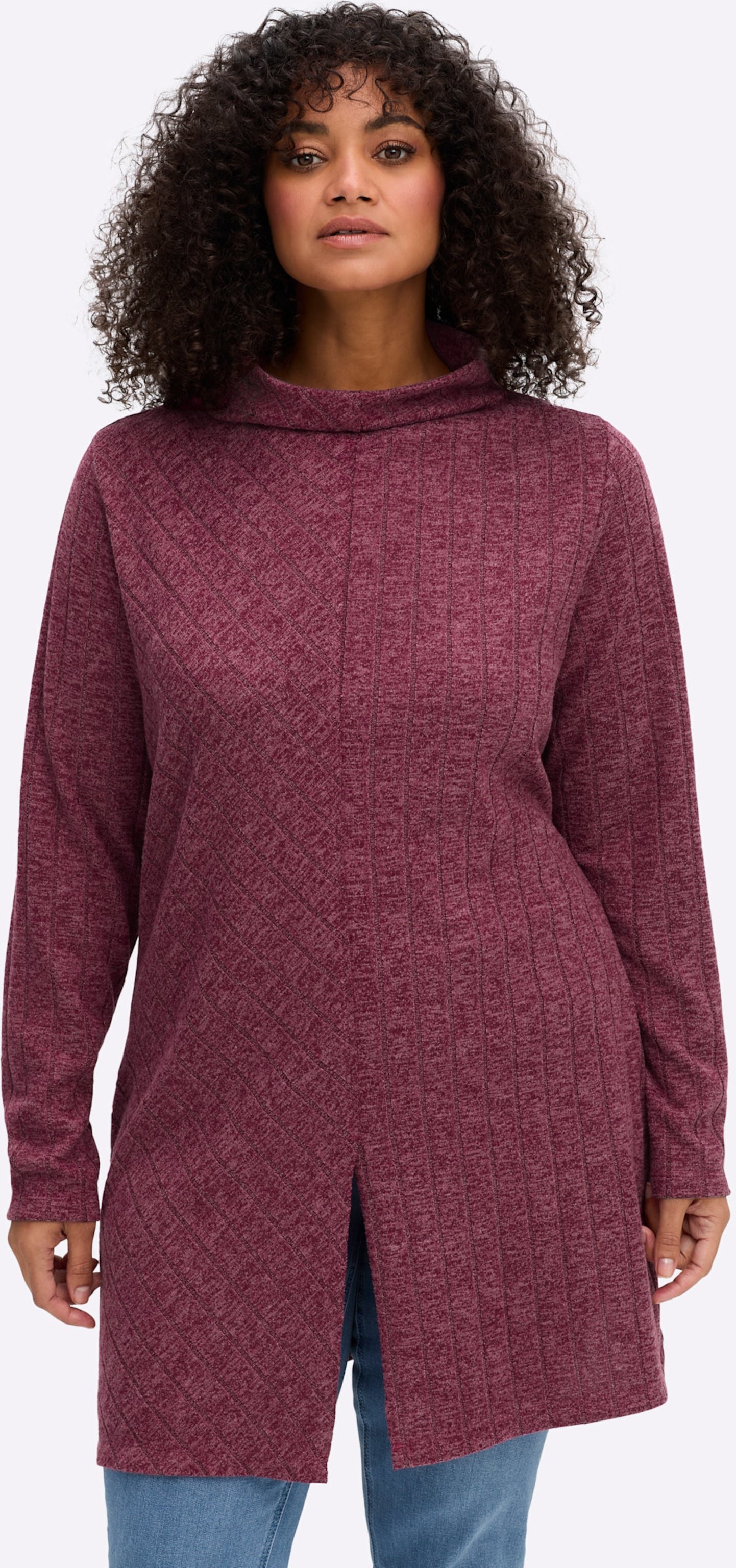 Sheego Longpullover mit hohem Schlitz vorn