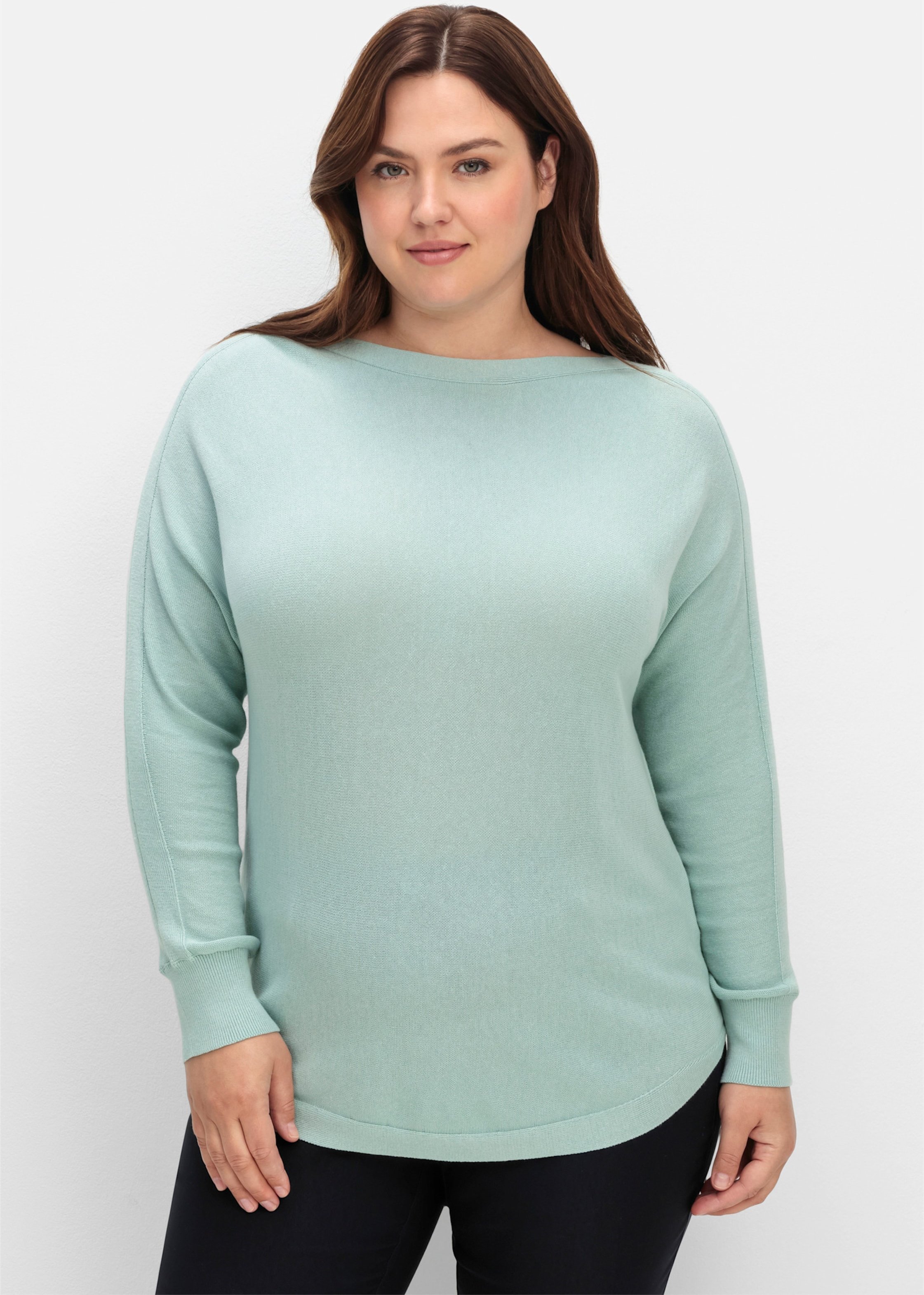 Sheego Langarm-Pullover in Jersey-Strick