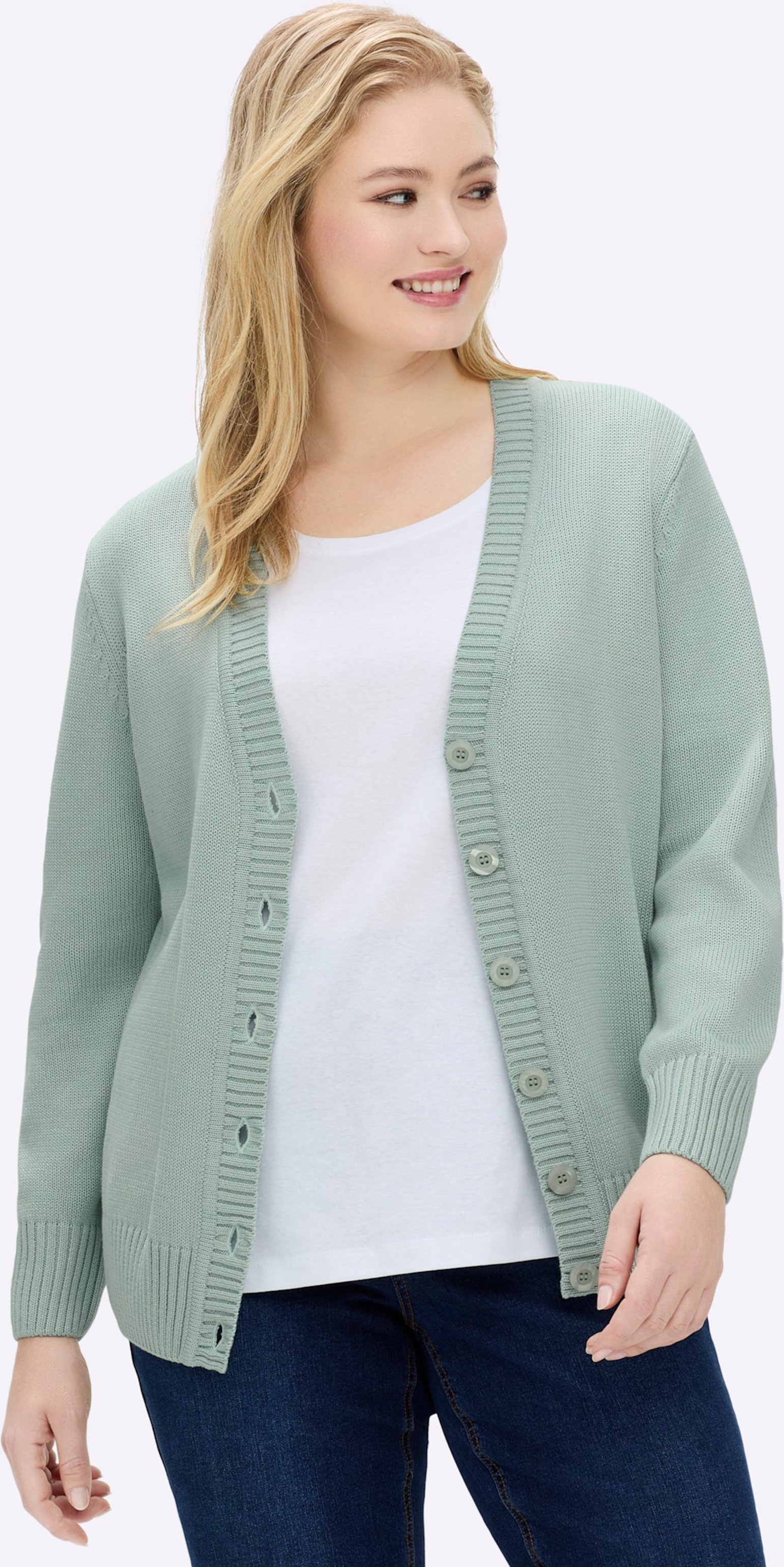 Sheego Strickjacke mit farblich abgestimmten Knöpfen