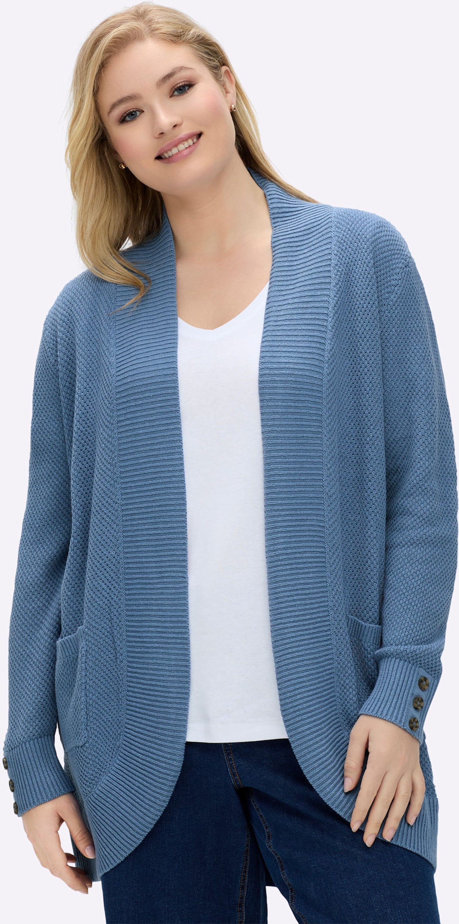 Sheego Longstrickjacke mit Struktur-Muster