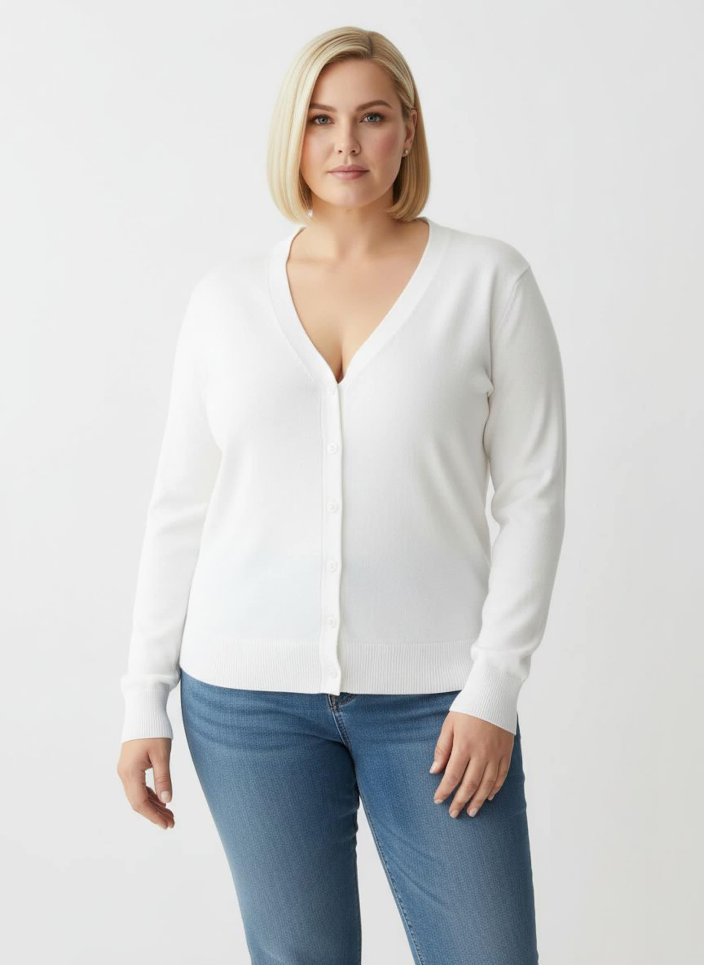 Sheego Strickjacke mit V-Ausschnitt