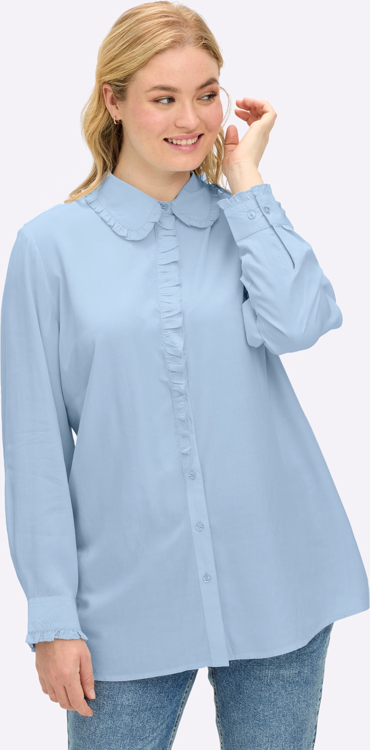 Sheego Hemdbluse mit gerüschter Knopfleiste