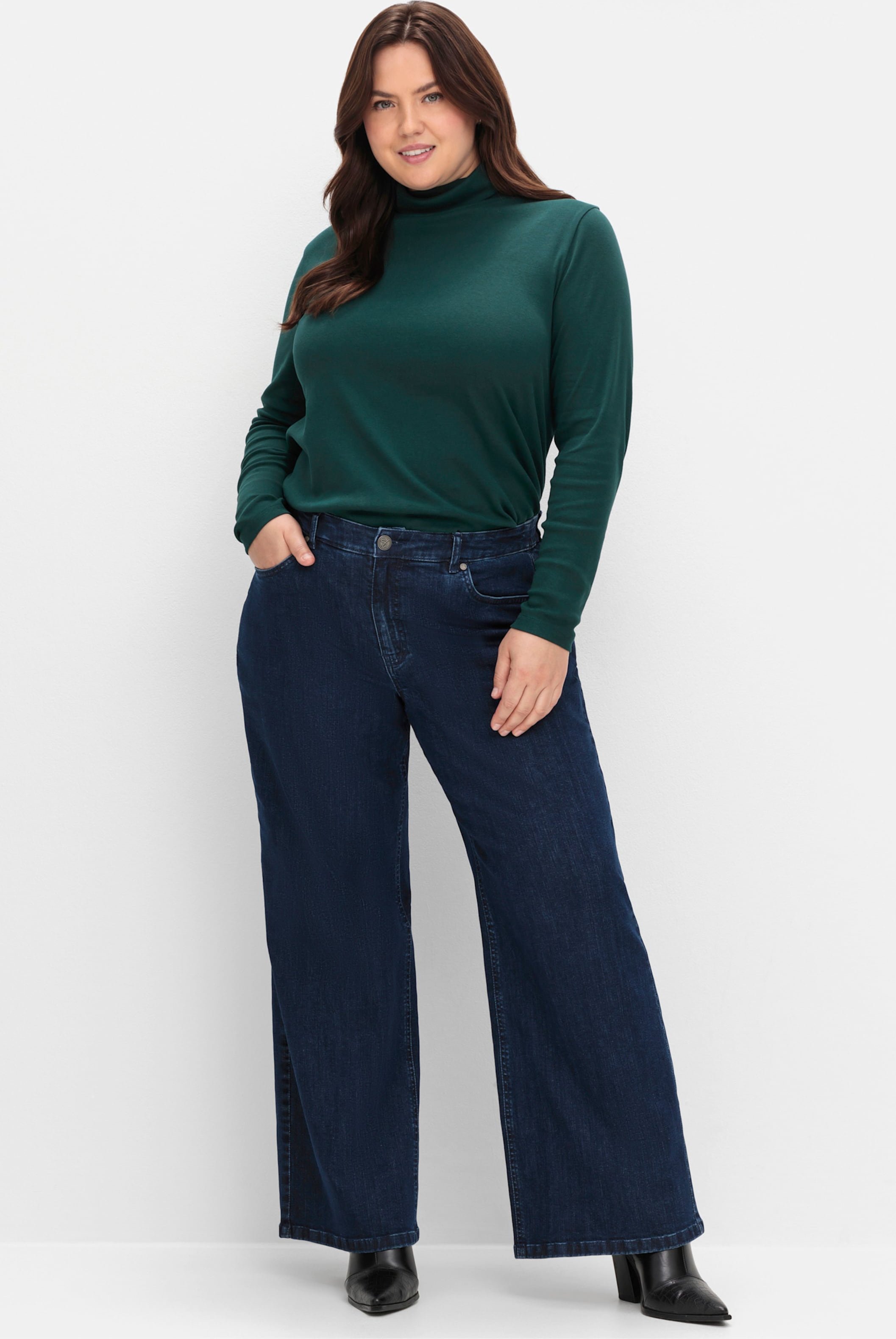 Sheego High-waist-Jeans mit durchgehend weitem Bein