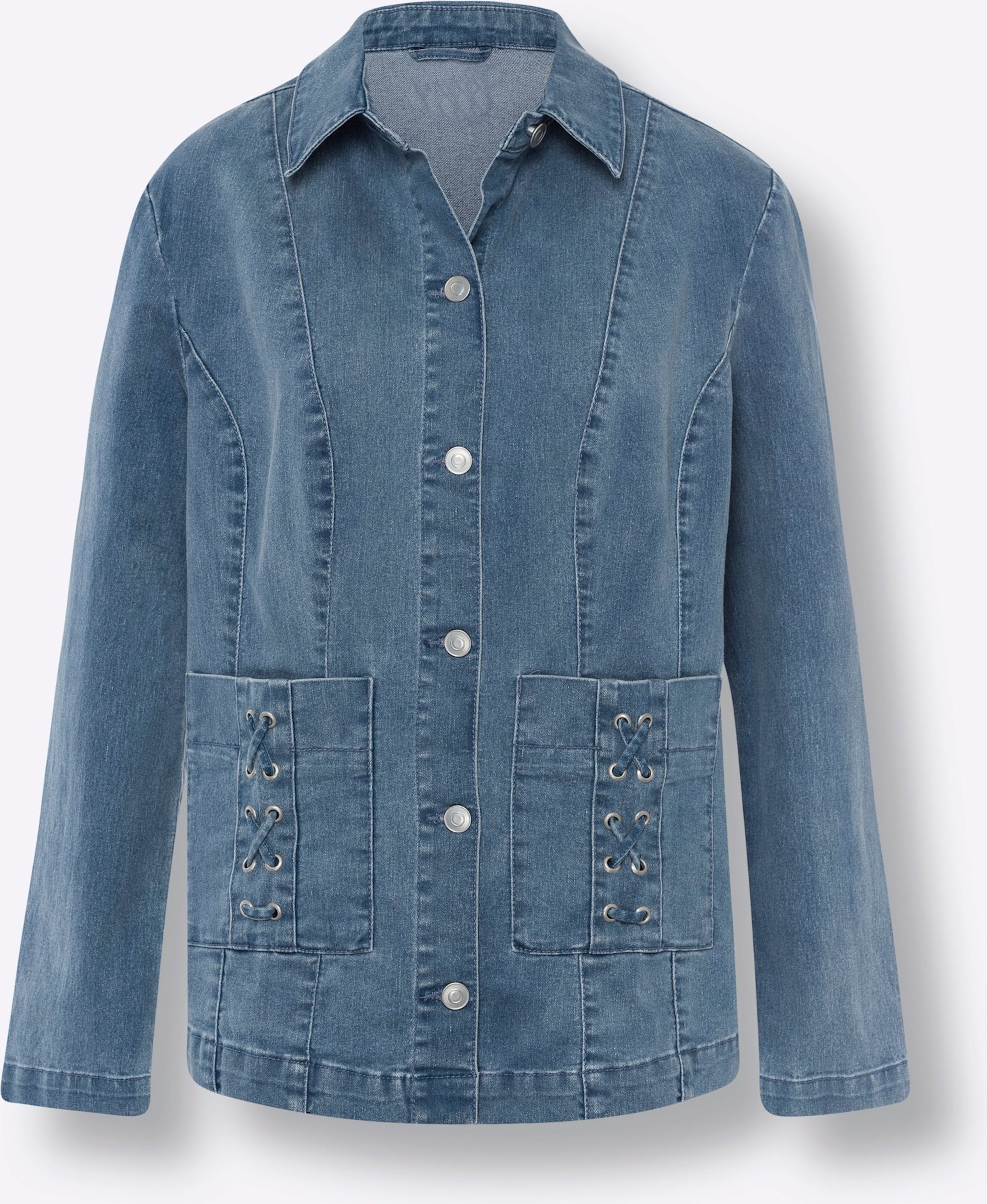 Sheego Jeansjacke mit optisch streckenden Nähten