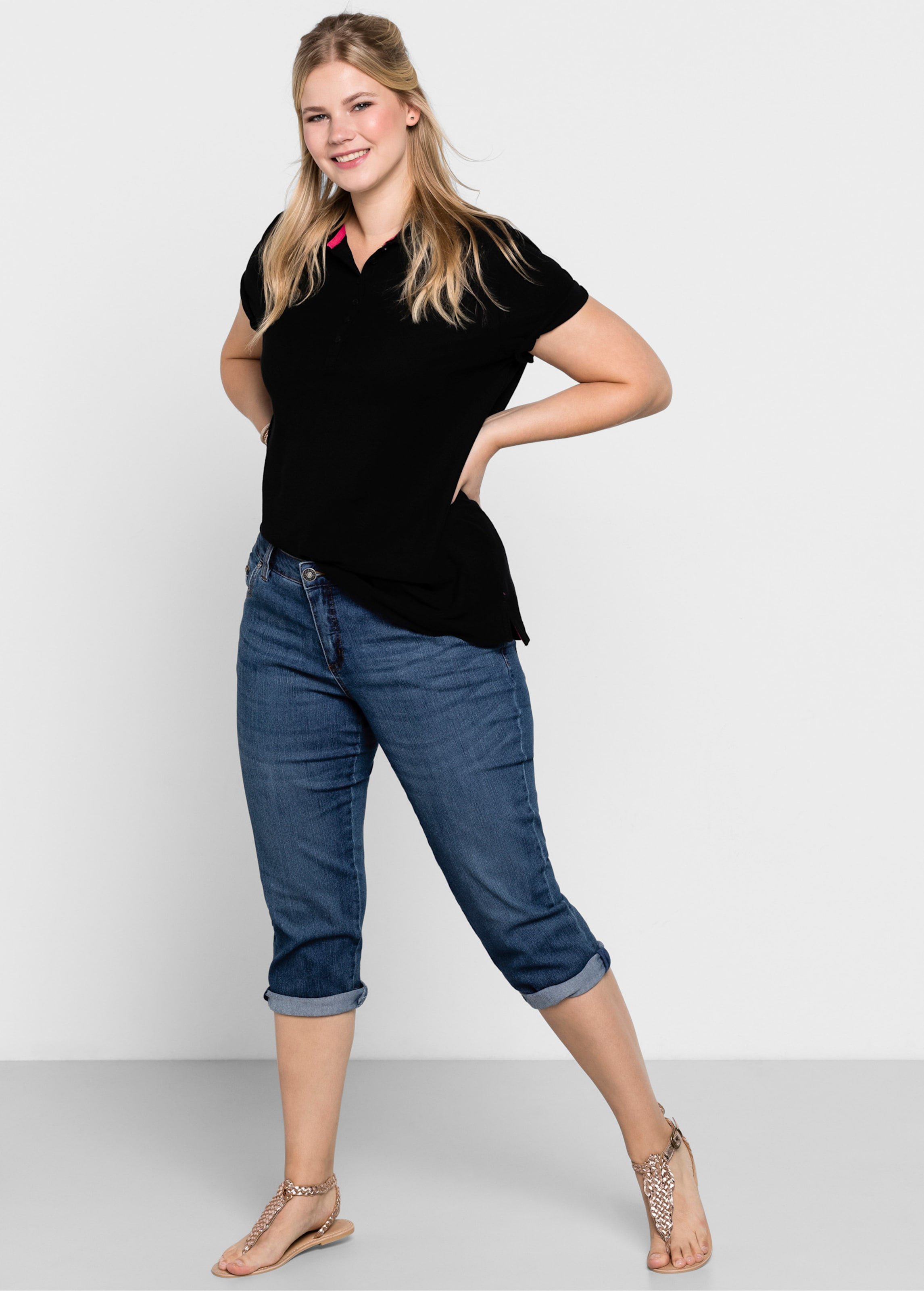 Sheego Caprijeans mit Krempelfunktion