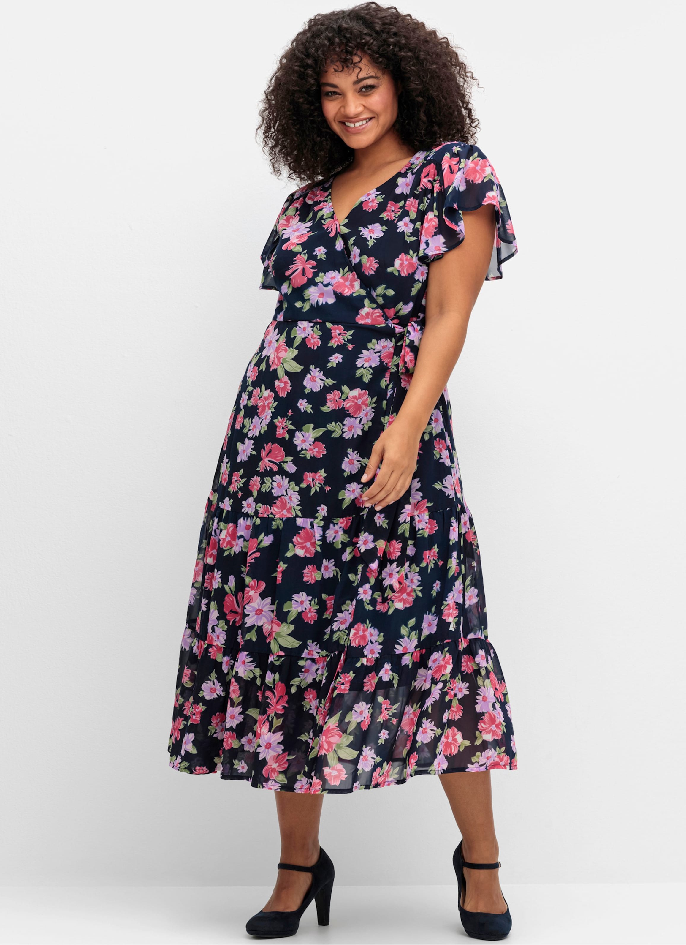 Sheego Chiffonkleid mit Blumendruck