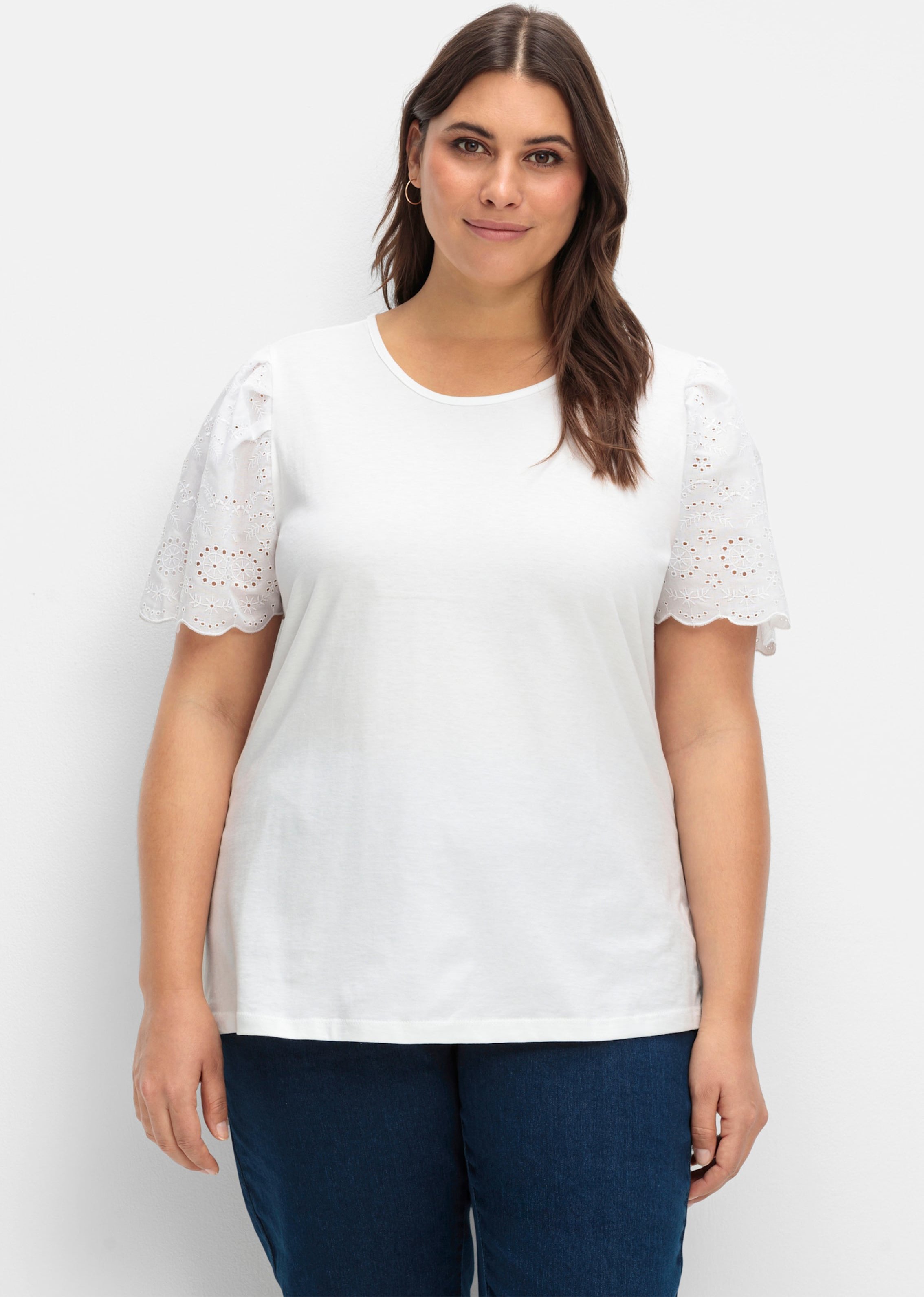 Thumbnail - Sheego Kurzarmshirt mit Lochstickerei